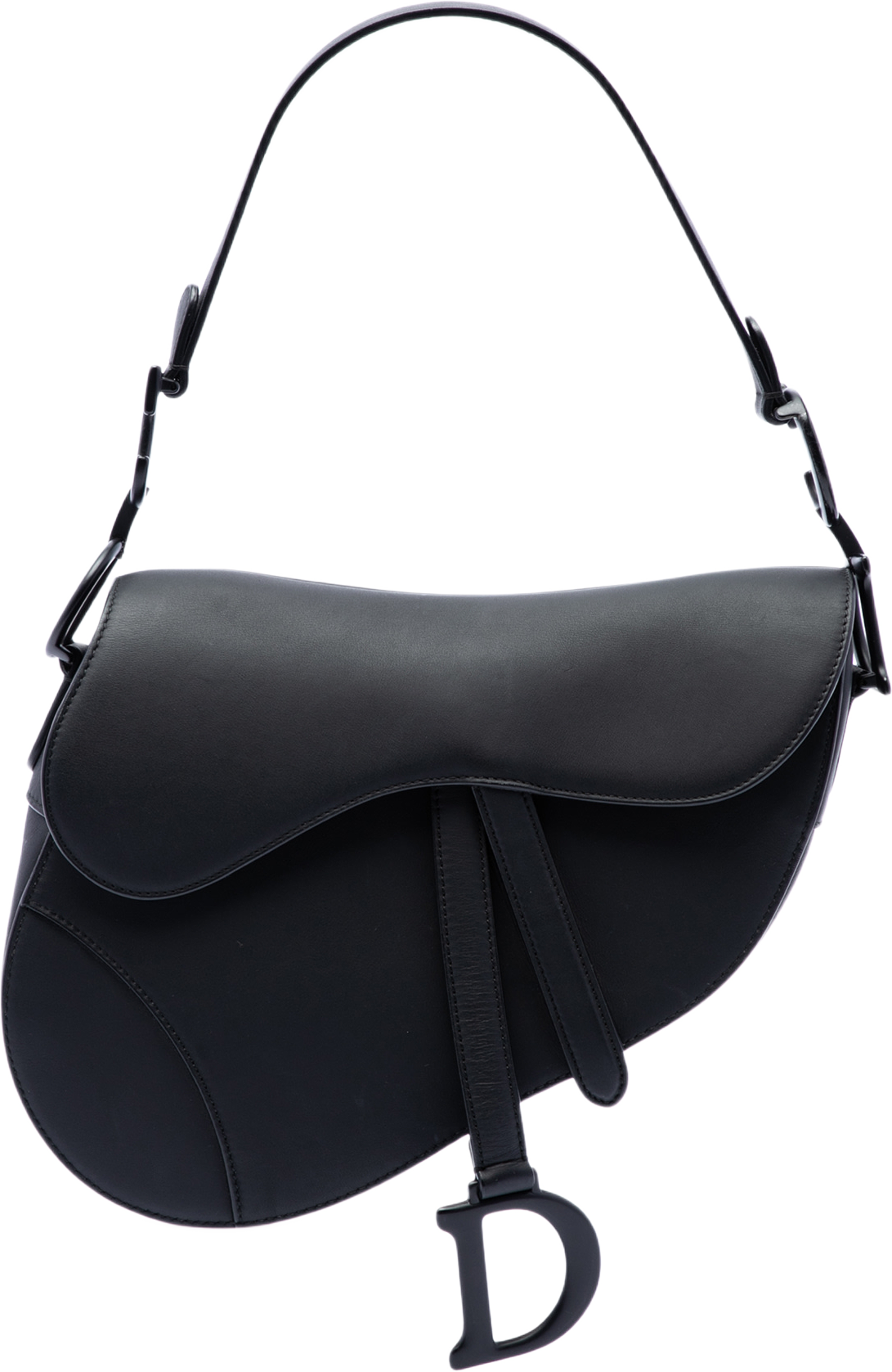 Dior Ultra Matte Calfskin Saddle Bag, från Luxclusif, i färgen svart. Klicka för att öppna bilden i stort format