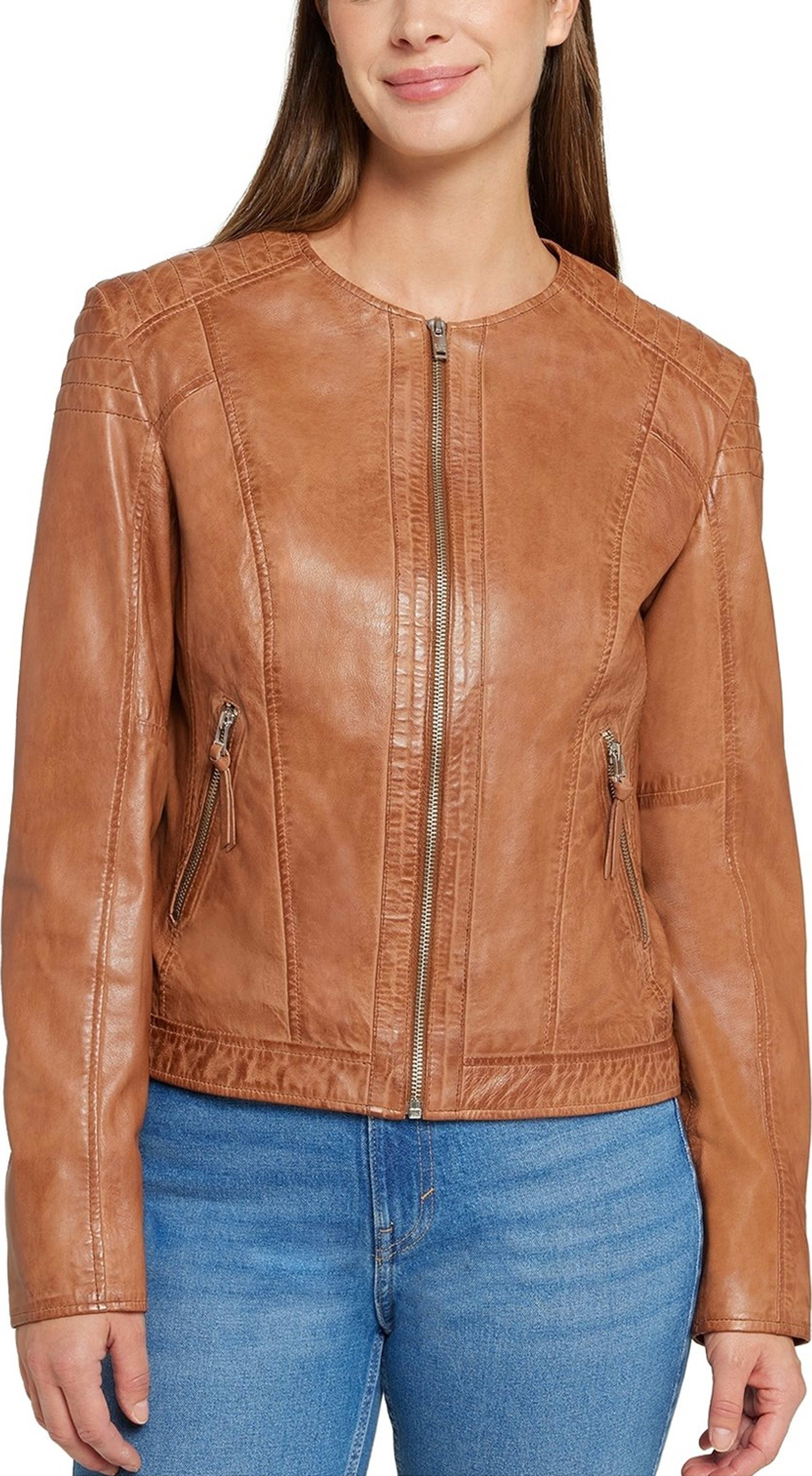 Paula Jacket, från Saki, i färgen cognac. Klicka för att öppna bilden i stort format