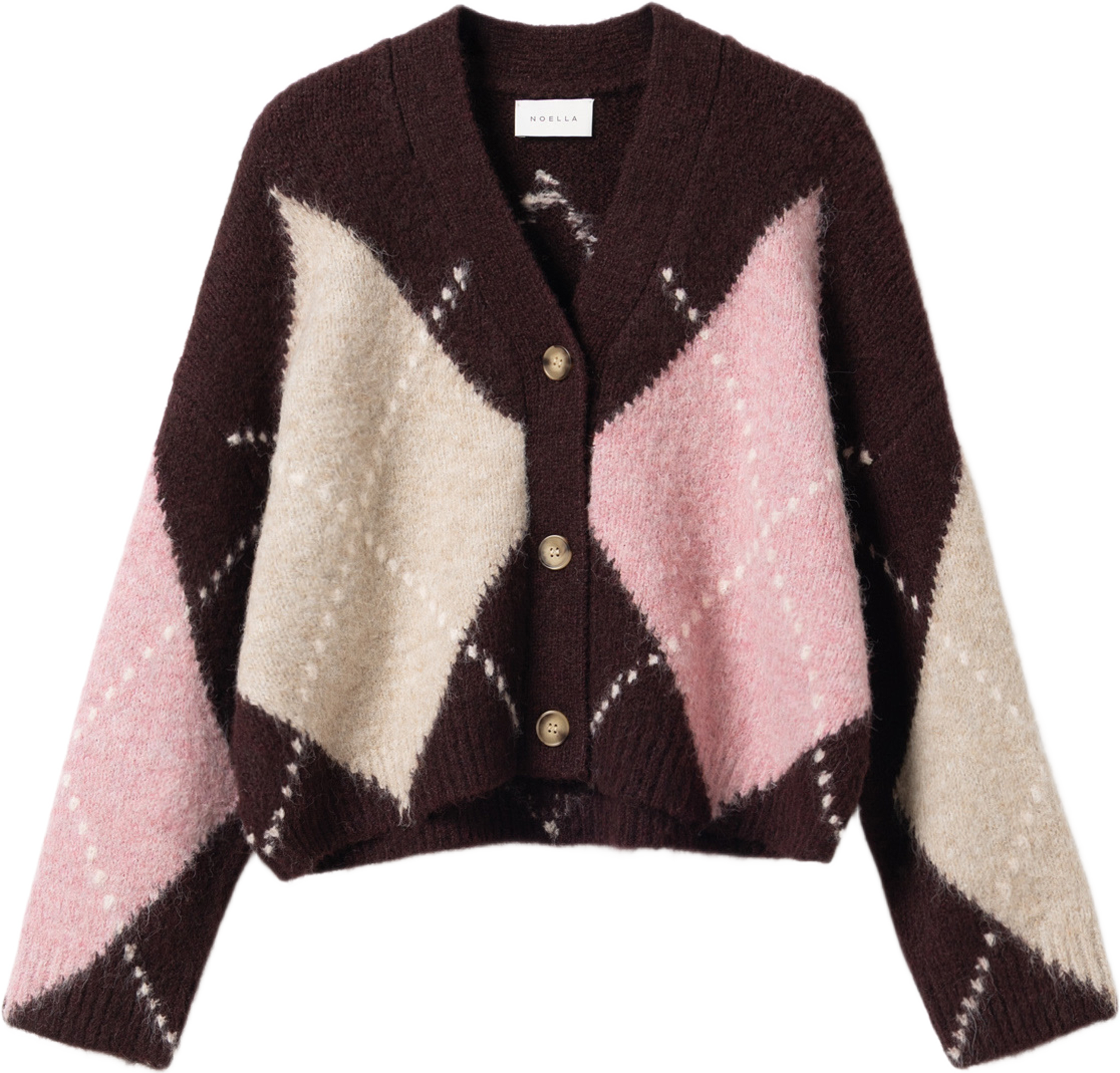 N-laiana Knit Cardigan - Winetasting Mix, från Noella, i färgen winetasting mix. Klicka för att öppna bilden i stort format