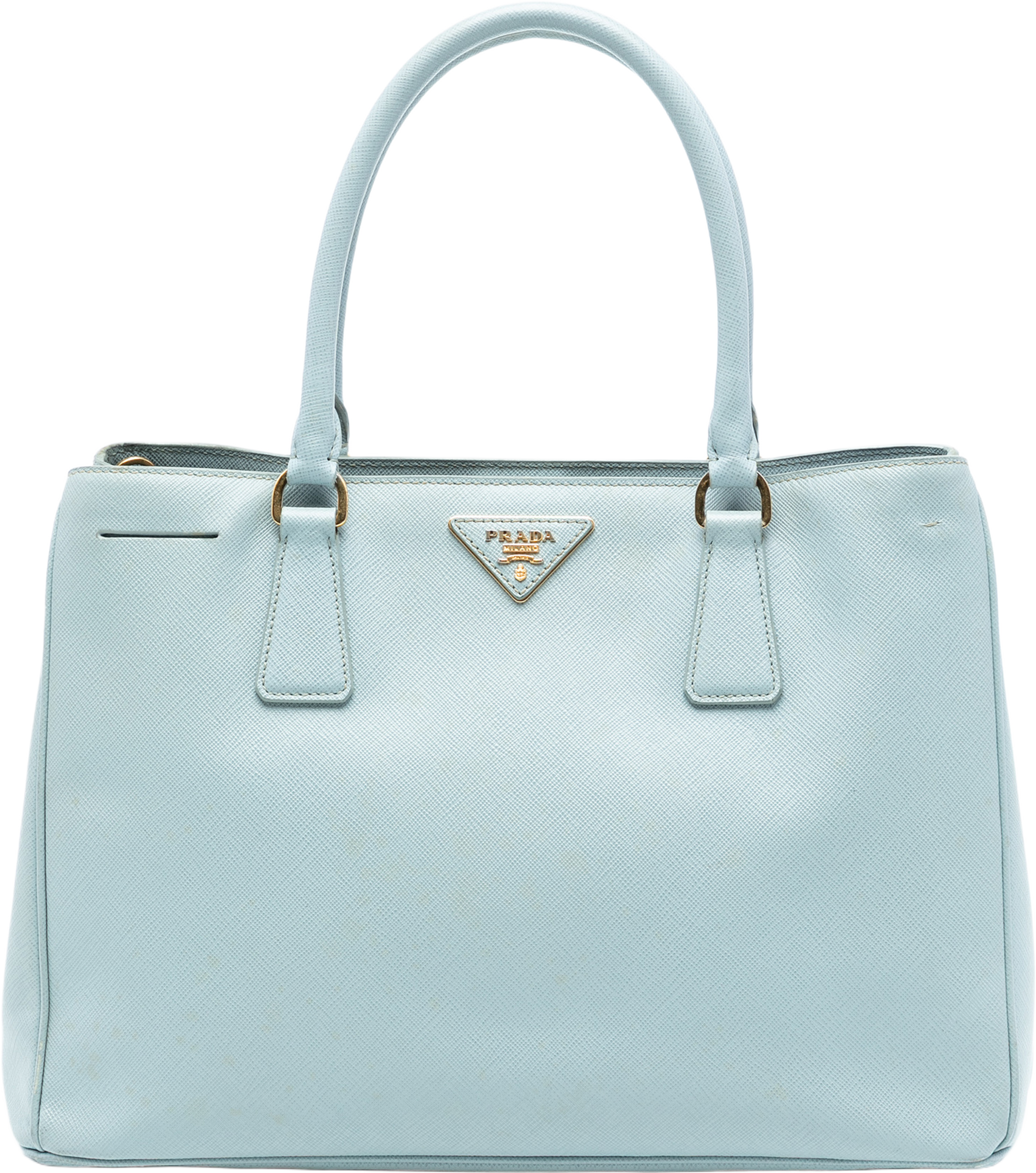 Prada Medium Saffiano Lux Galleria Satchel, från Luxclusif, i färgen light blue. Klicka för att öppna bilden i stort format