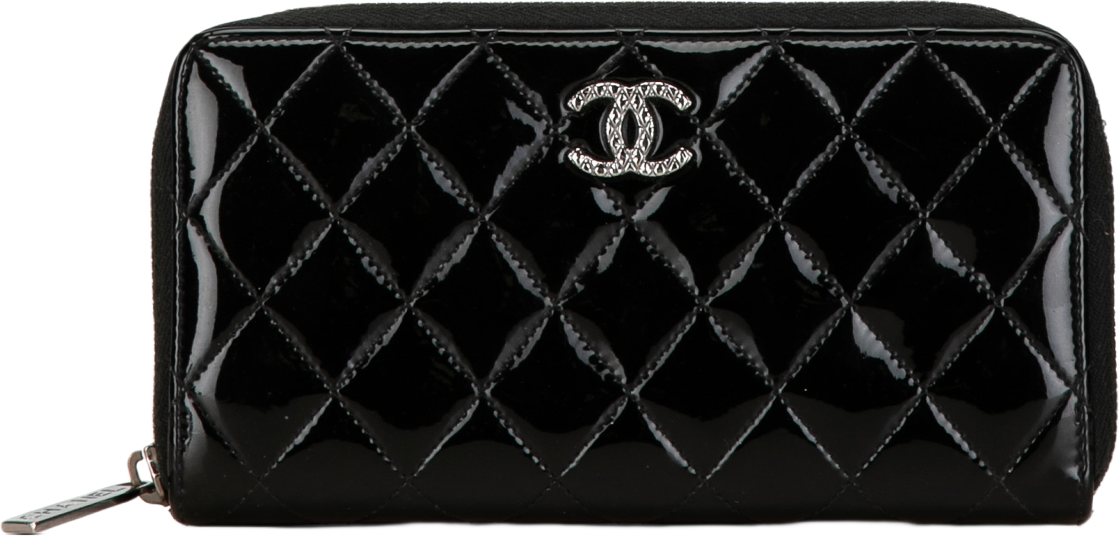 Chanel Quilted Patent Brilliant Zip Around Wallet