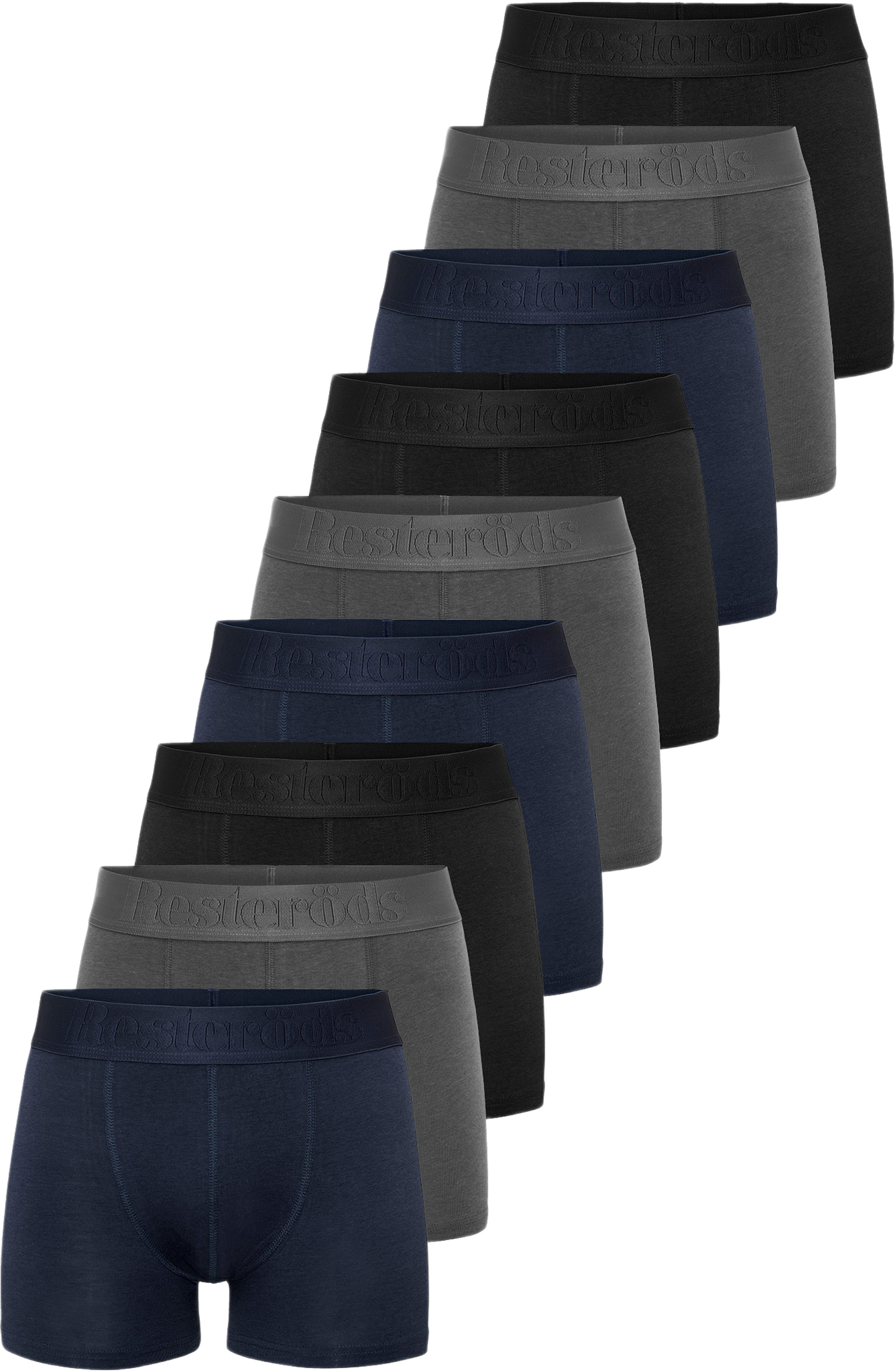 Bambu, Boxer "gunnar", 9-pack, Svart, från Resteröds, i färgen navy/grey/black. Klicka för att öppna bilden i stort format