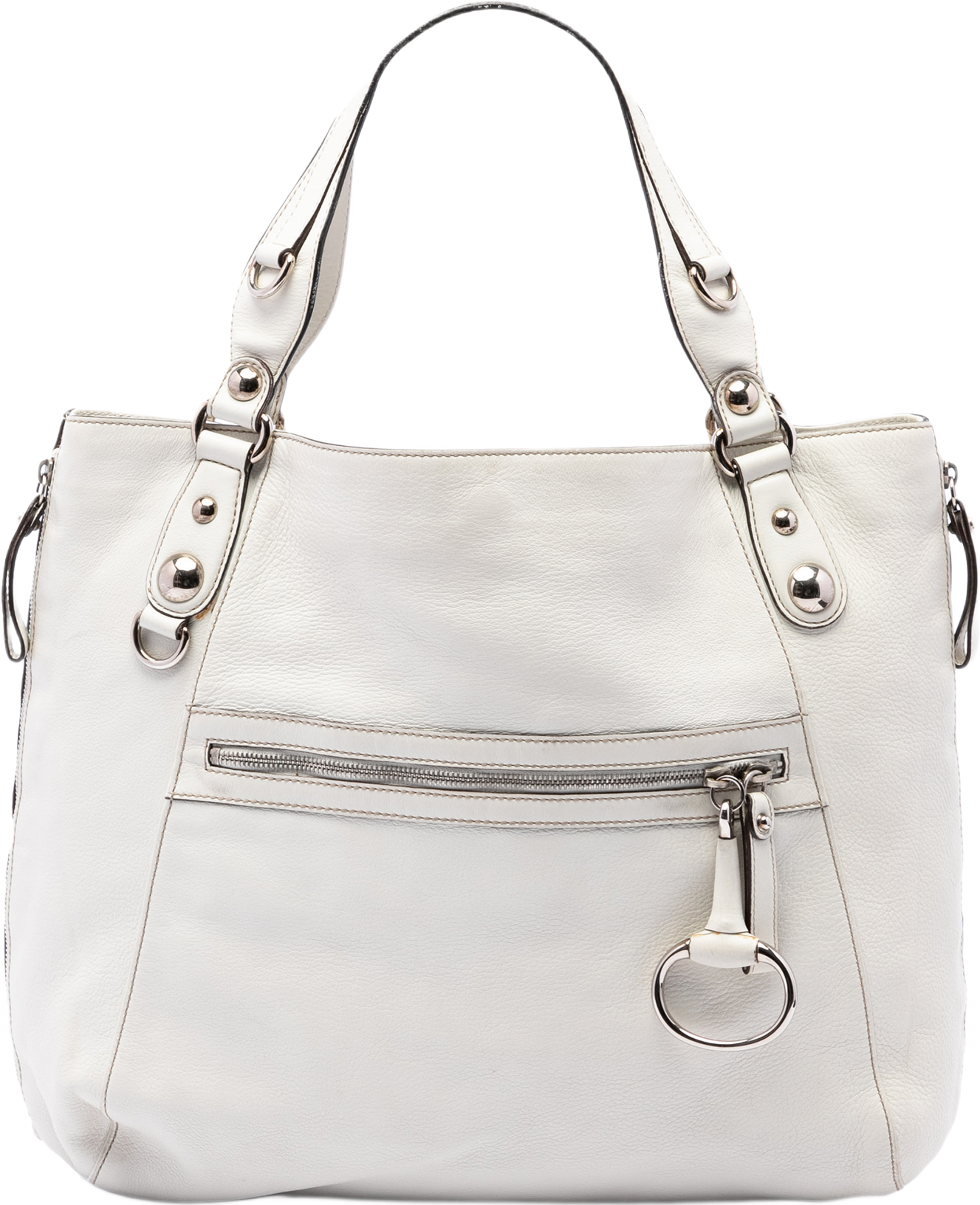 Gucci Calfskin Icon Bit Zip Tote, från Luxclusif, i färgen vit. Klicka för att öppna bilden i stort format