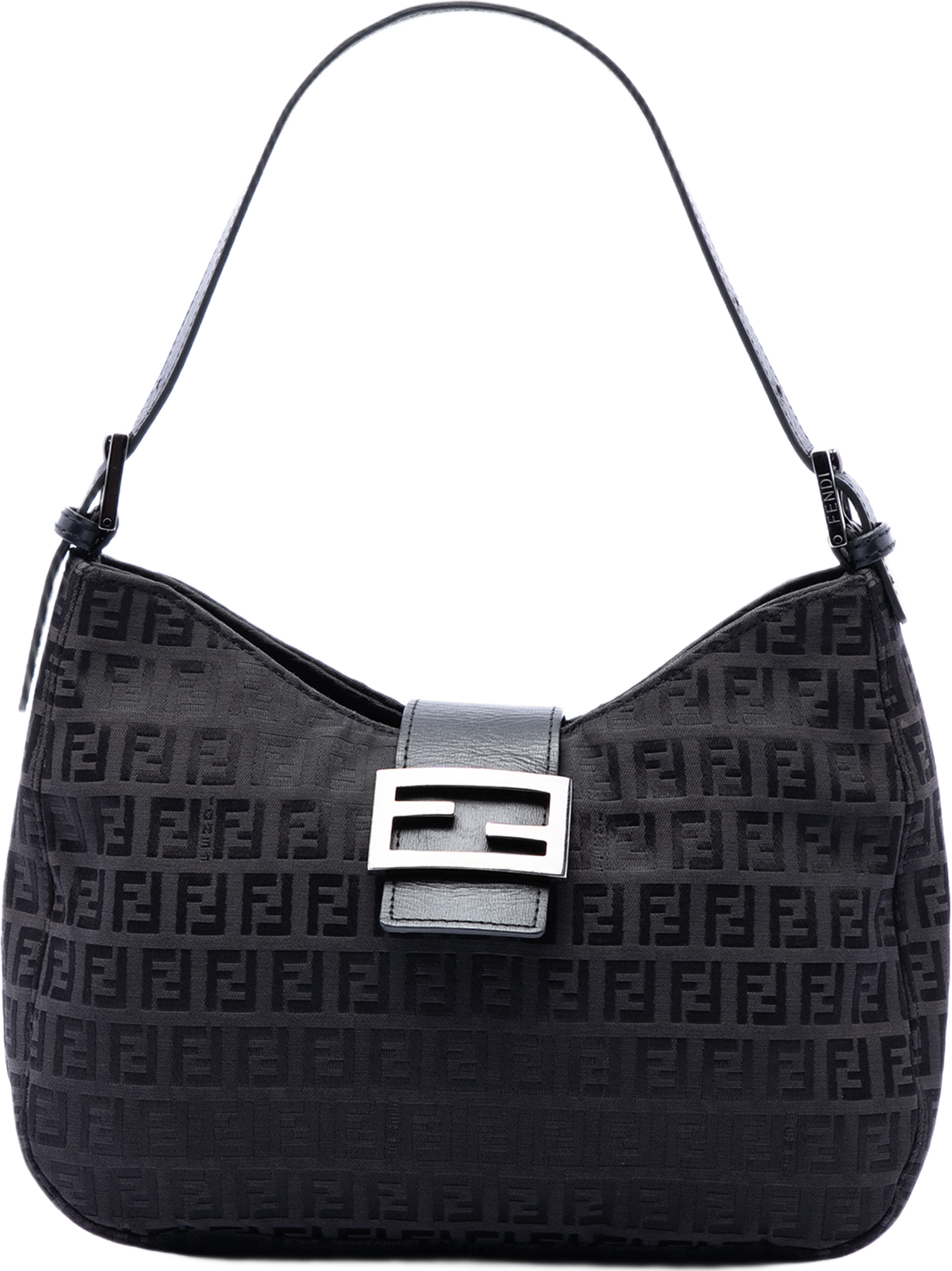 Fendi Zucchino Canvas Shoulder Bag, från Luxclusif, i färgen black. Klicka för att öppna bilden i stort format