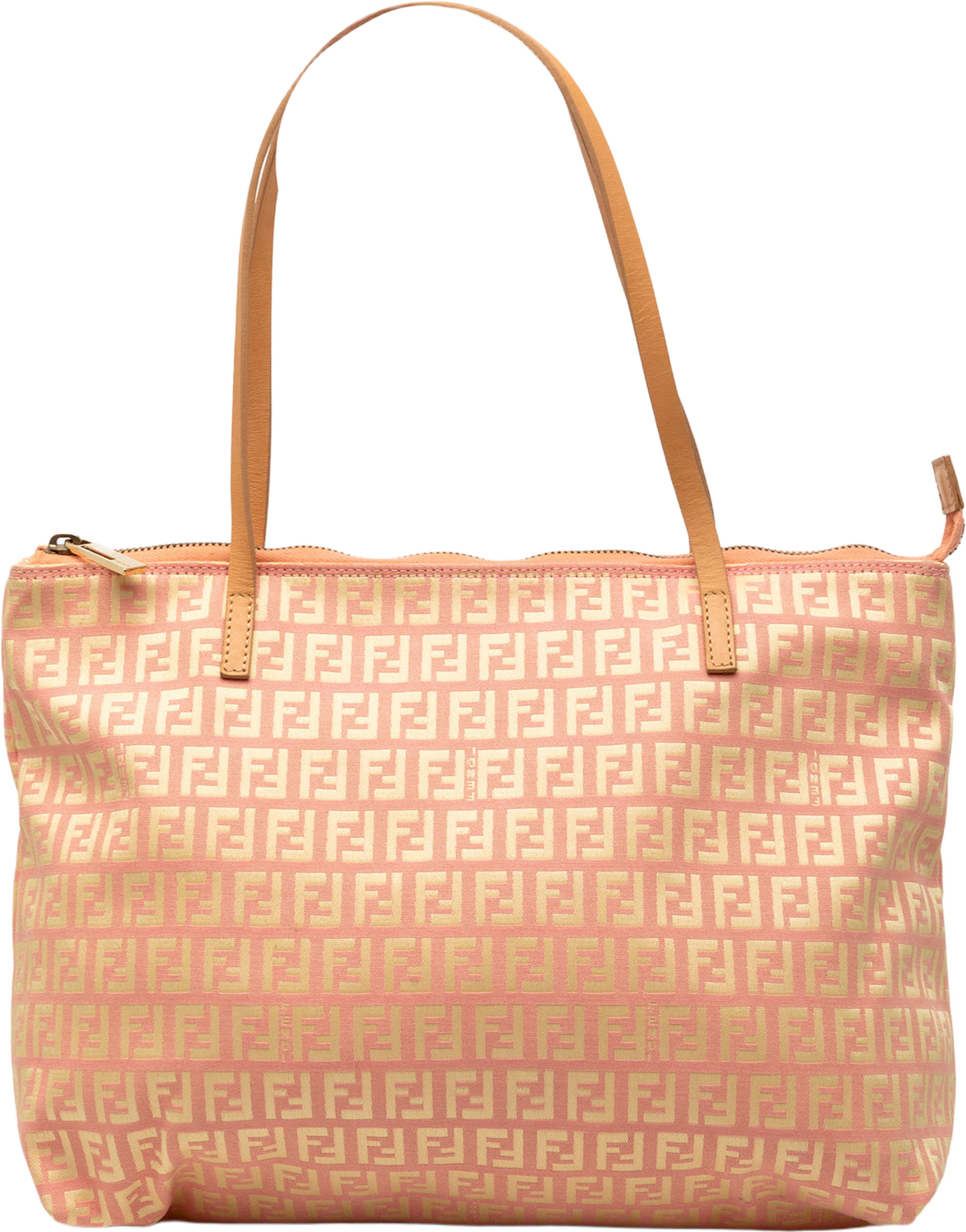 Fendi Small Zucchino Canvas Tote, från Luxclusif, i färgen salmon. Klicka för att öppna bilden i stort format