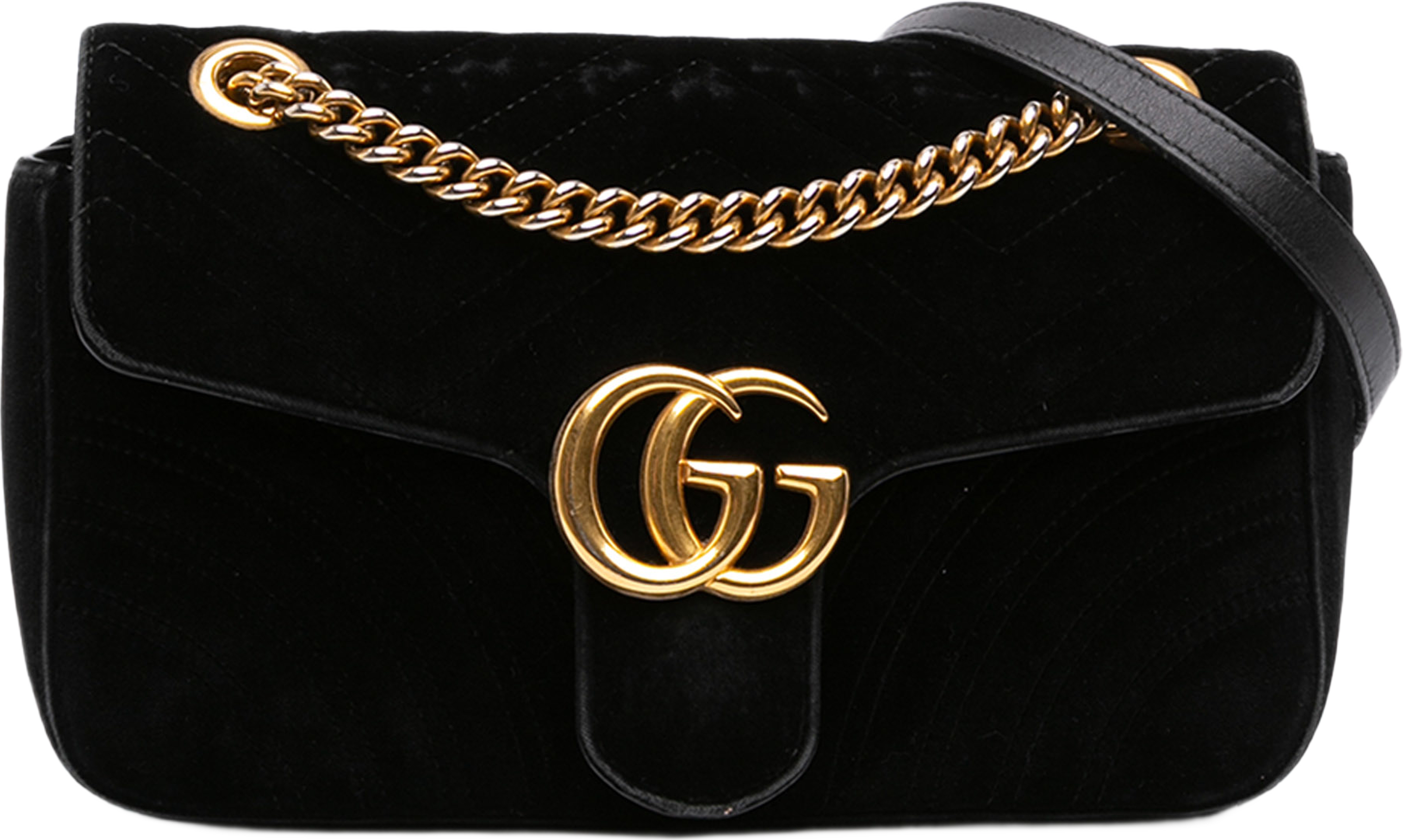Gucci Medium Gg Marmont Matelasse Velvet Shoulder Bag, från Luxclusif, i färgen svart. Klicka för att öppna bilden i stort format
