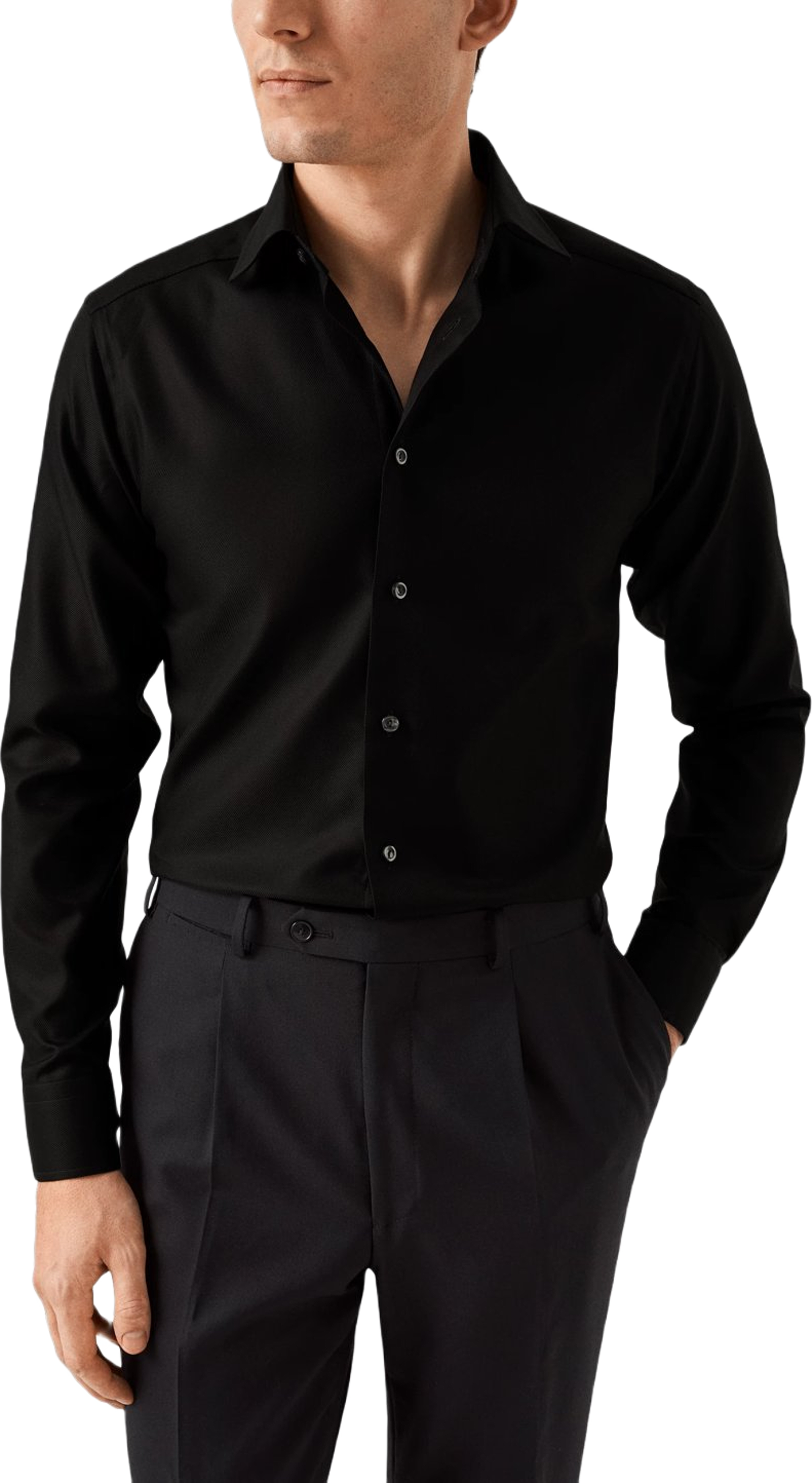 Skjorta I Texturerad Twill Slim Fit