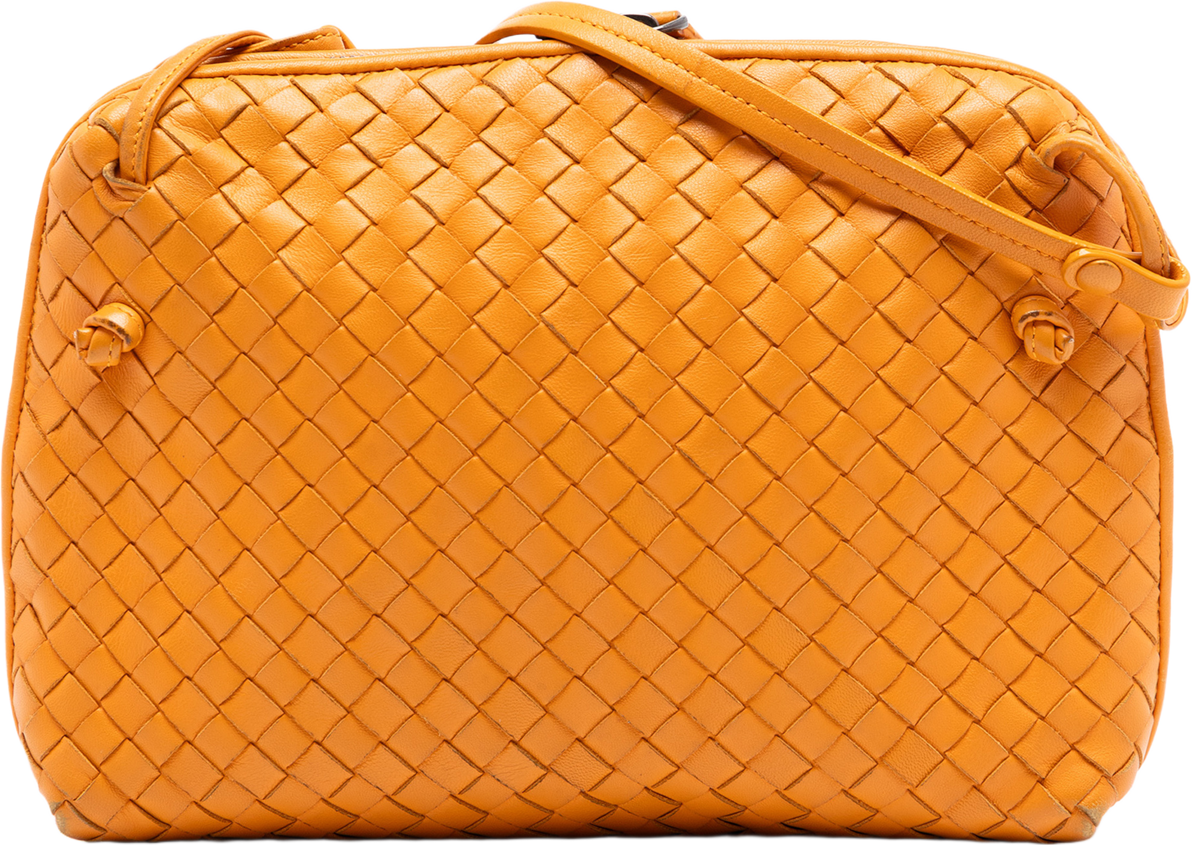 Bottega Veneta Nappa Intrecciato Nodini Crossbody, från Luxclusif, i färgen orange. Klicka för att öppna bilden i stort format