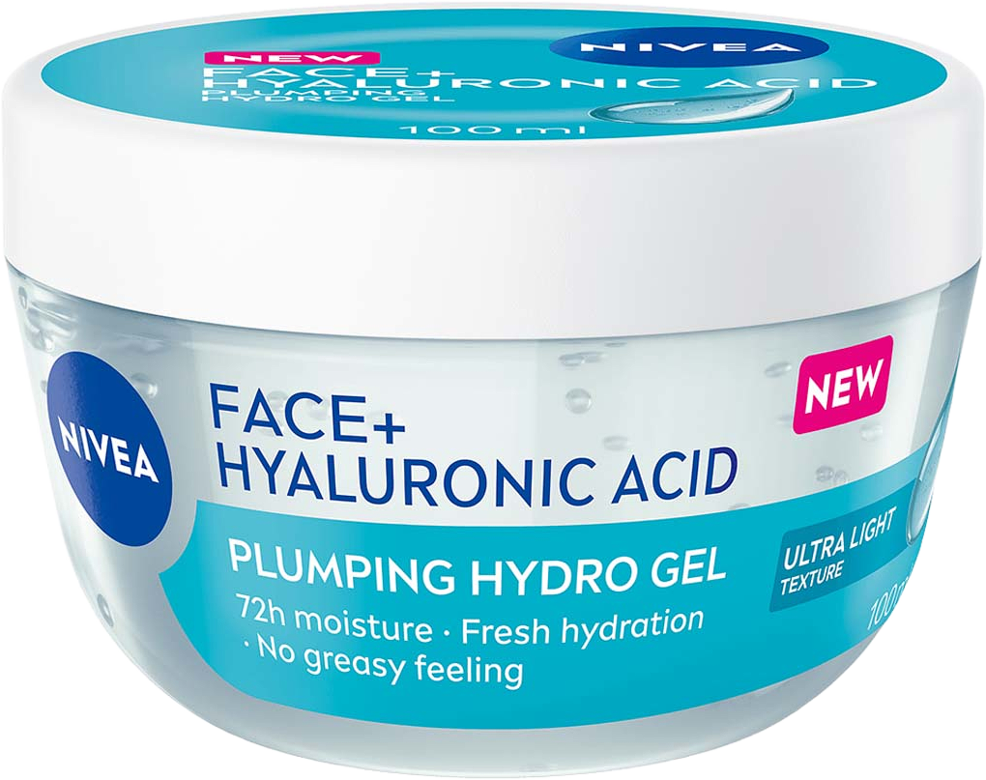Ansiktskräm  FACE+ Hyaluronic Acid Plumping Hydro Gel, från NIVEA. Klicka för att öppna bilden i stort format