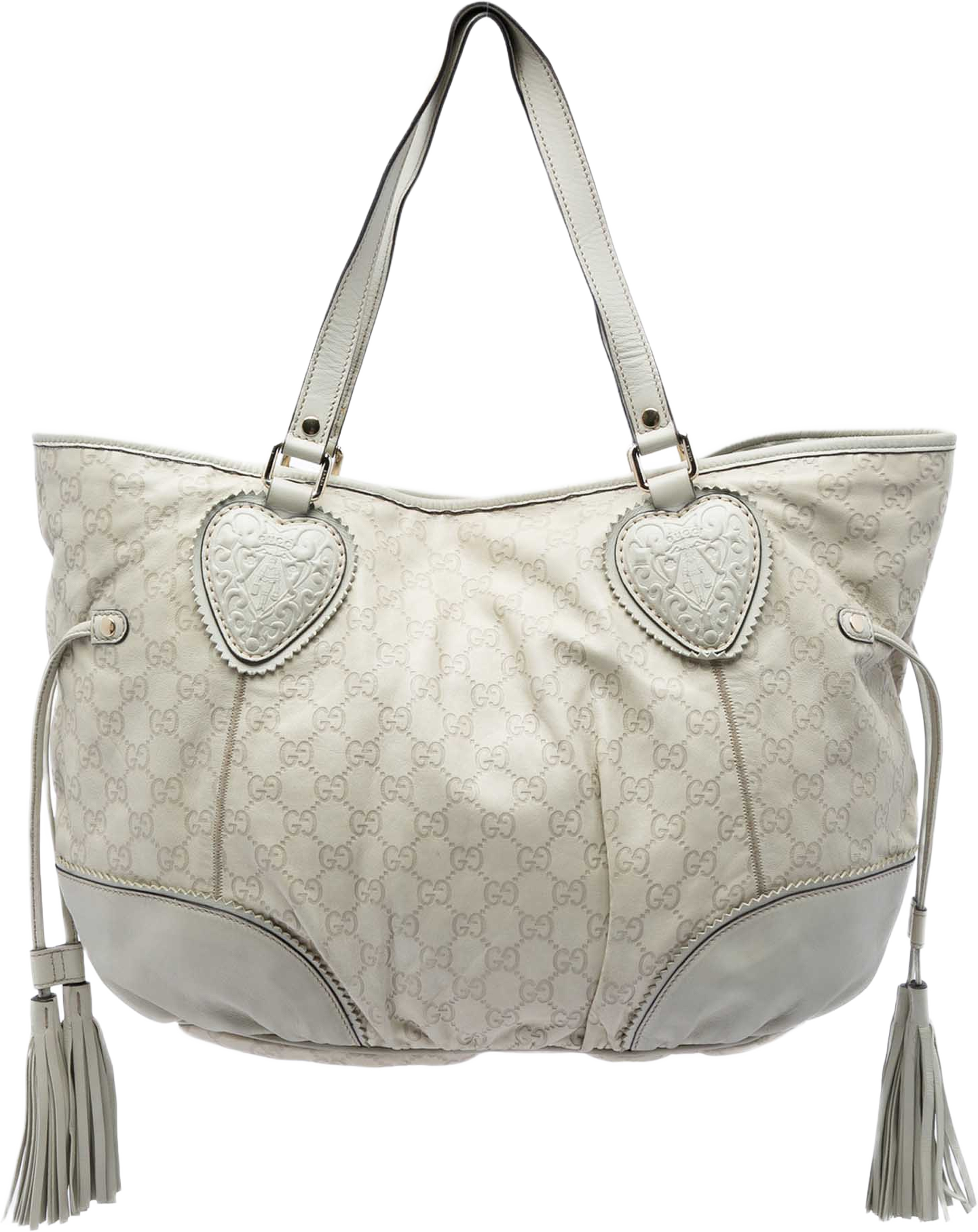 Gucci Large Guccissima Tribeca Tote, från Luxclusif, i färgen vit. Klicka för att öppna bilden i stort format