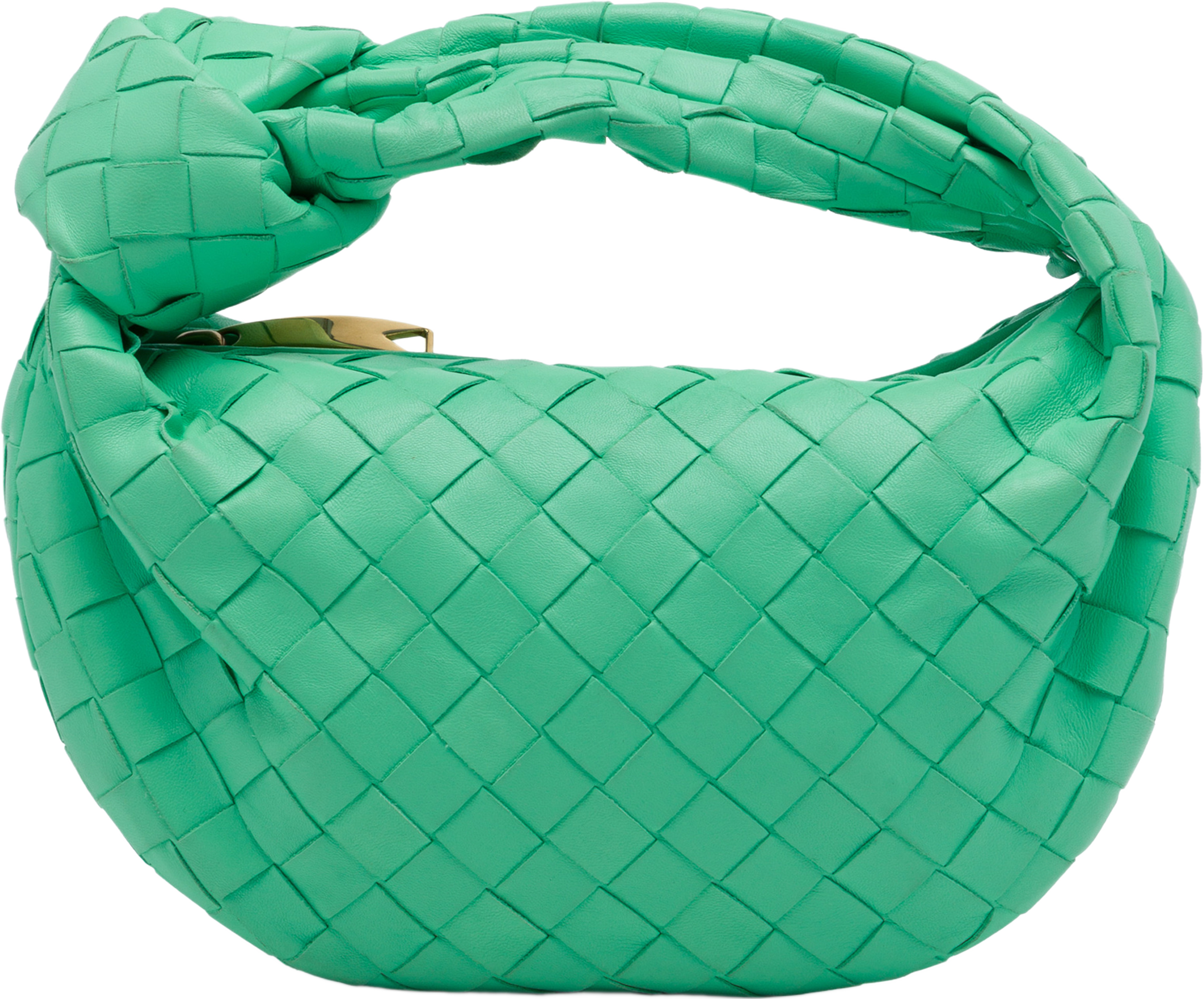 Bottega Veneta Mini Nappa Intrecciato Jodie, från Luxclusif, i färgen grön. Klicka för att öppna bilden i stort format