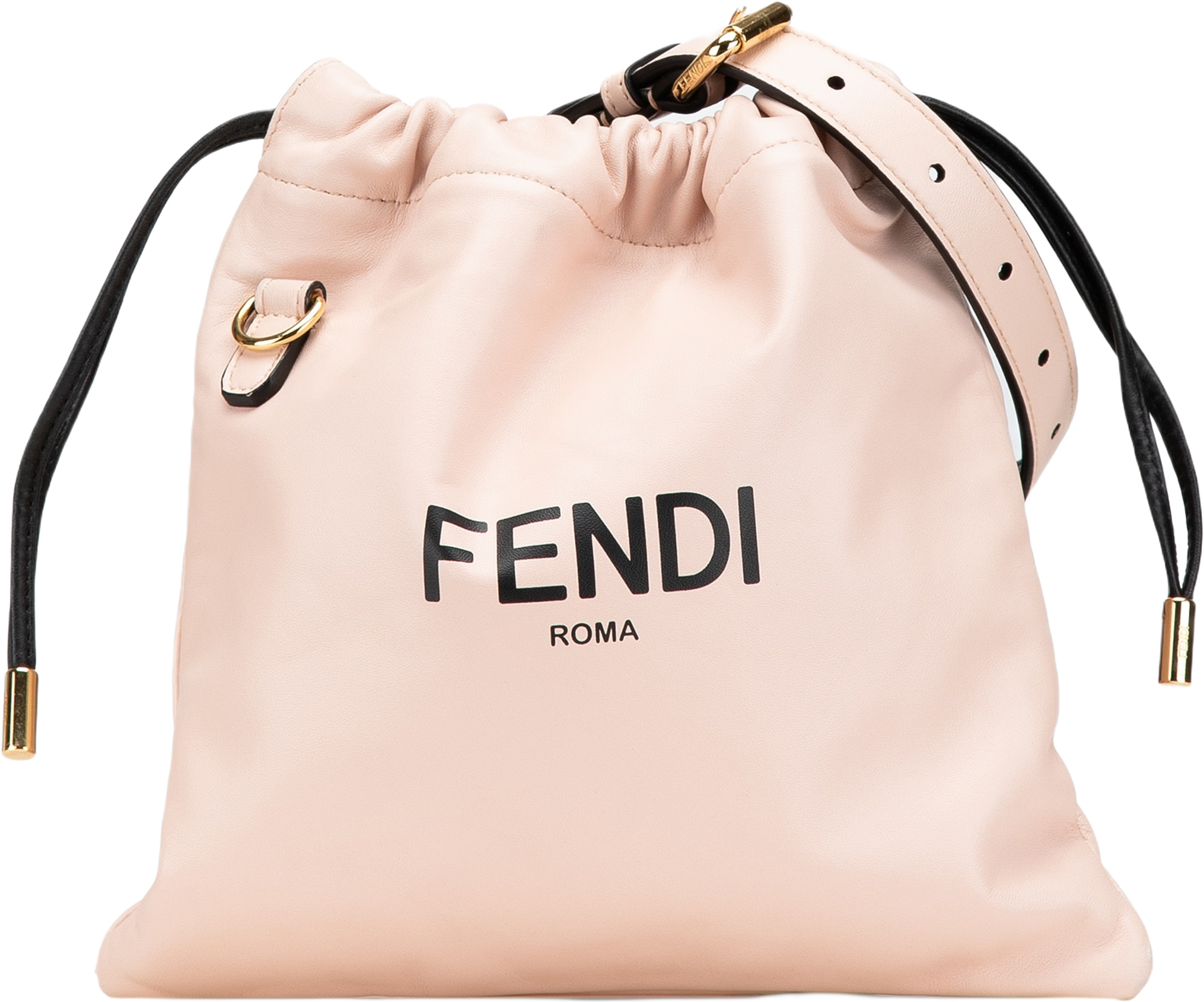 Fendi Small Leather Logo Drawstring Crossbody