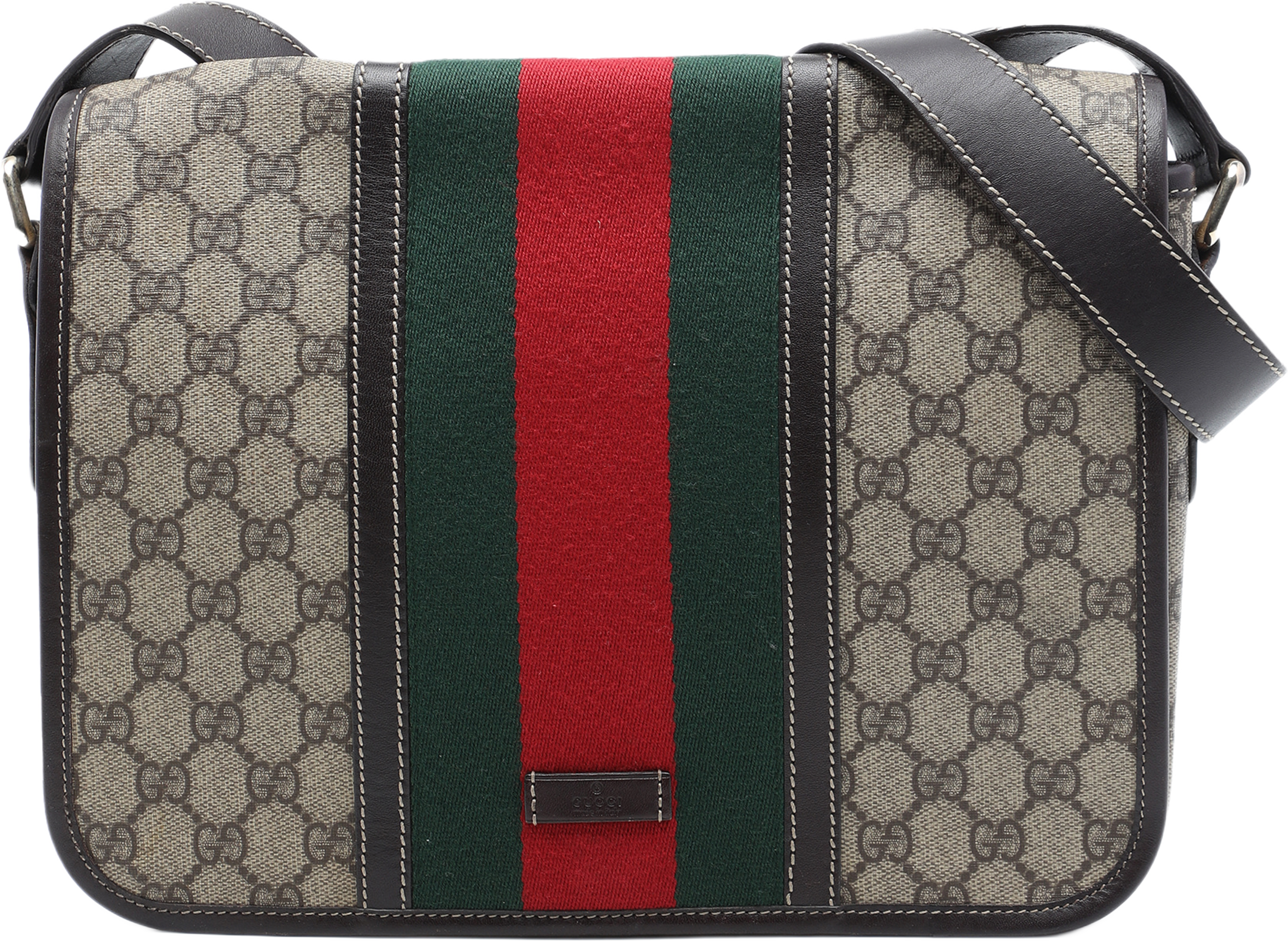 Gucci Gg Supreme Web Crossbody, från Luxclusif, i färgen beige. Klicka för att öppna bilden i stort format