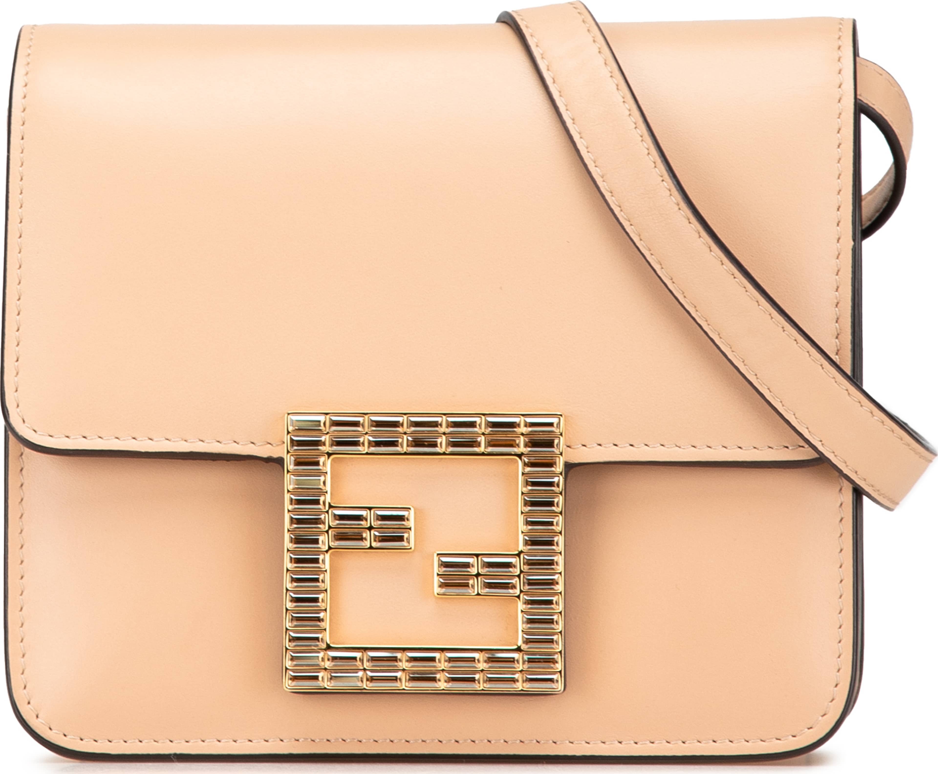 Fendi Leather Crystal Fab Crossbody