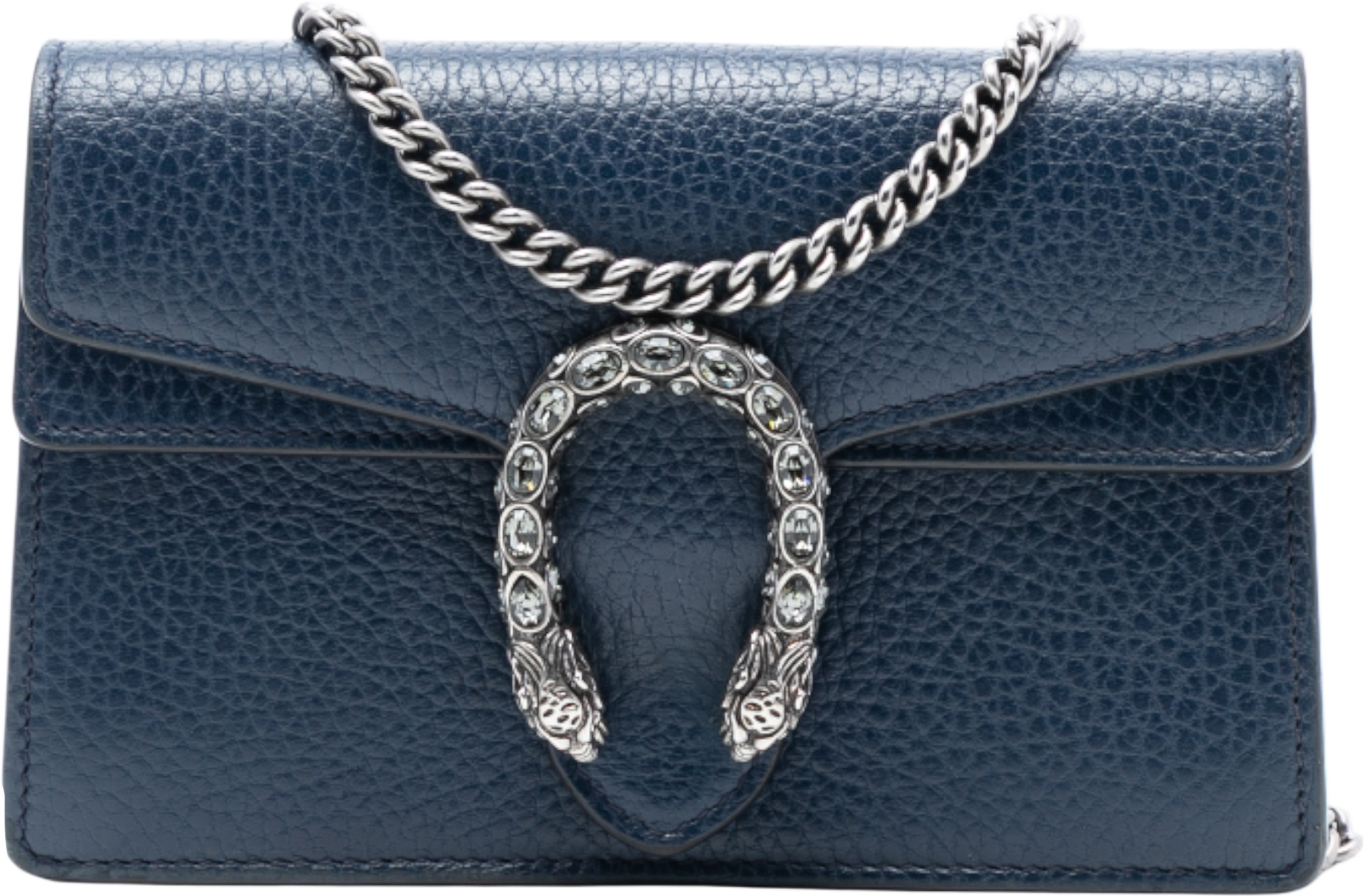 Gucci Mini Leather Dionysus Crossbody, från Luxclusif, i färgen dark blue. Klicka för att öppna bilden i stort format