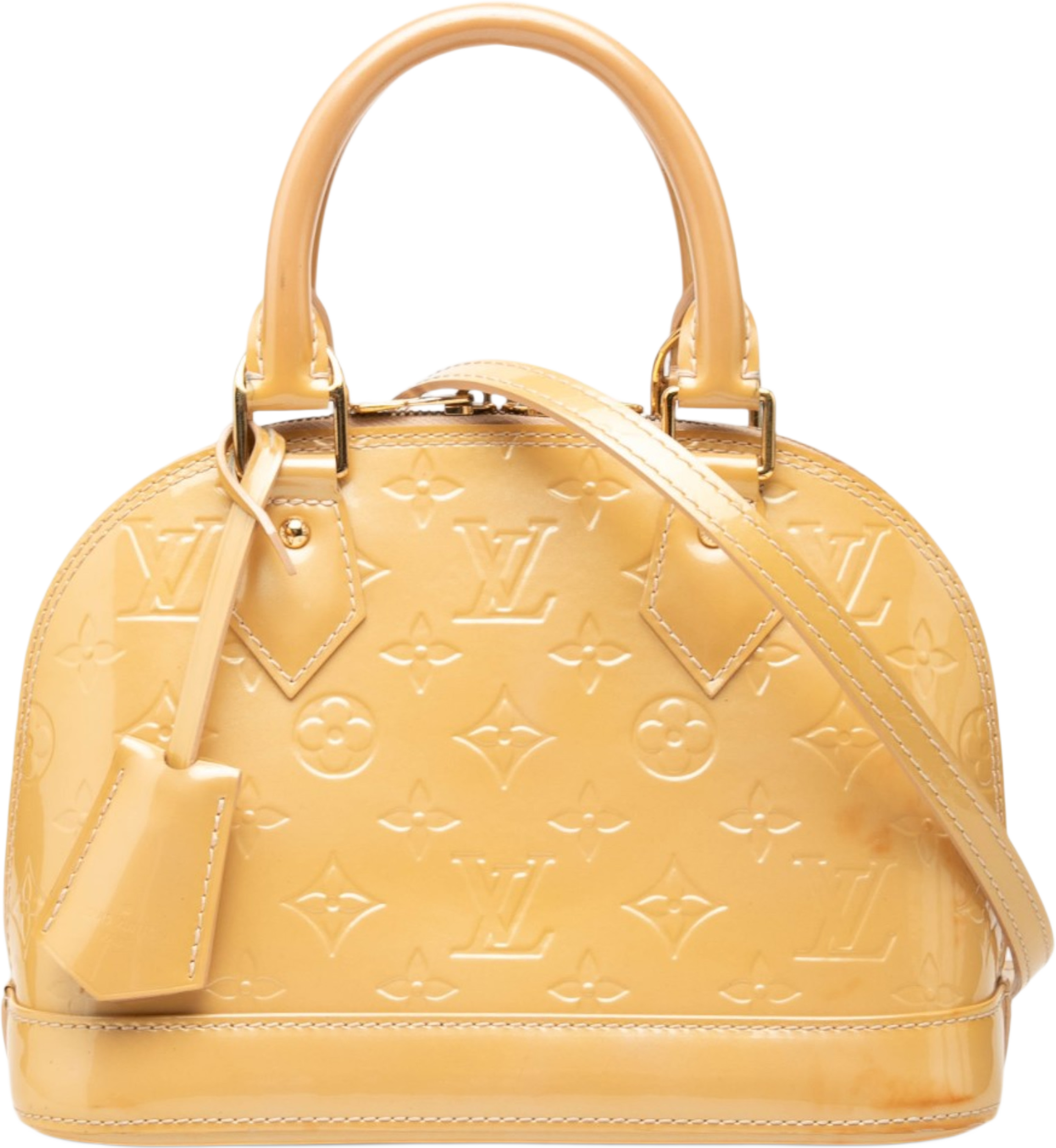 Louis Vuitton Monogram Vernis Alma Bb, från Luxclusif, i färgen gul. Klicka för att öppna bilden i stort format