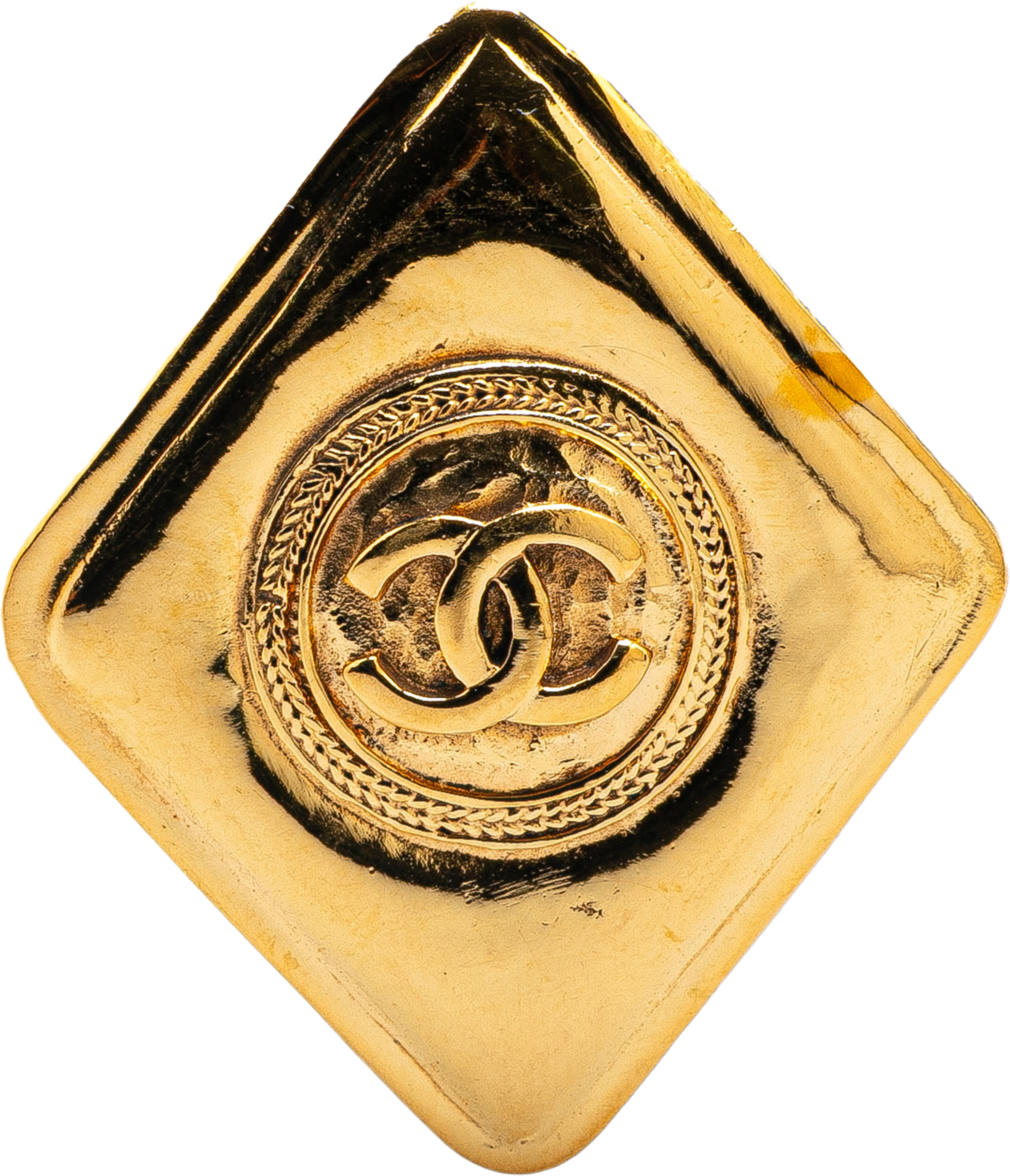 Chanel Gold Plated Cc Diamond Brooch