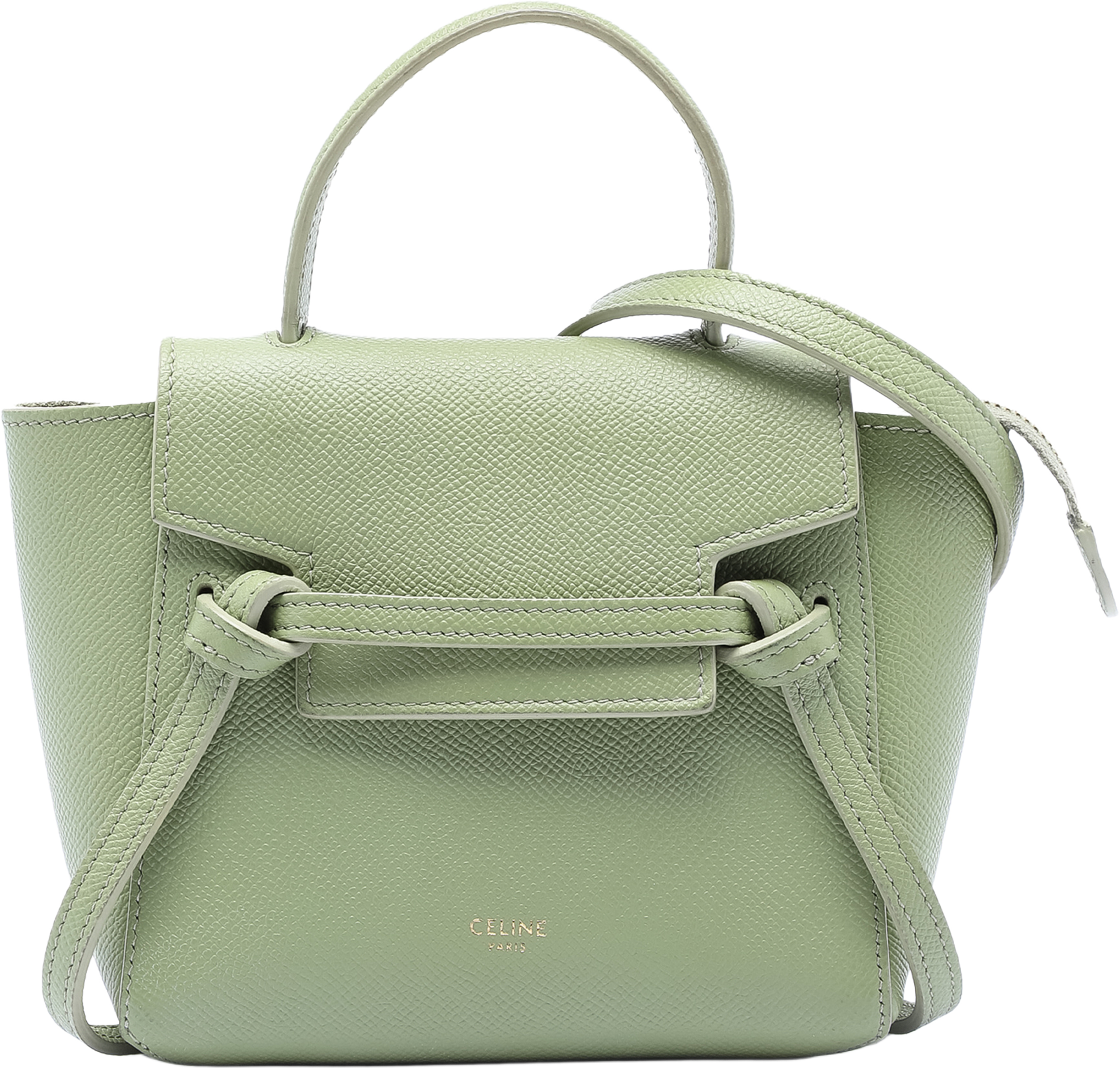 Celine Pico Grained Calfskin Belt Bag, från Luxclusif, i färgen green. Klicka för att öppna bilden i stort format