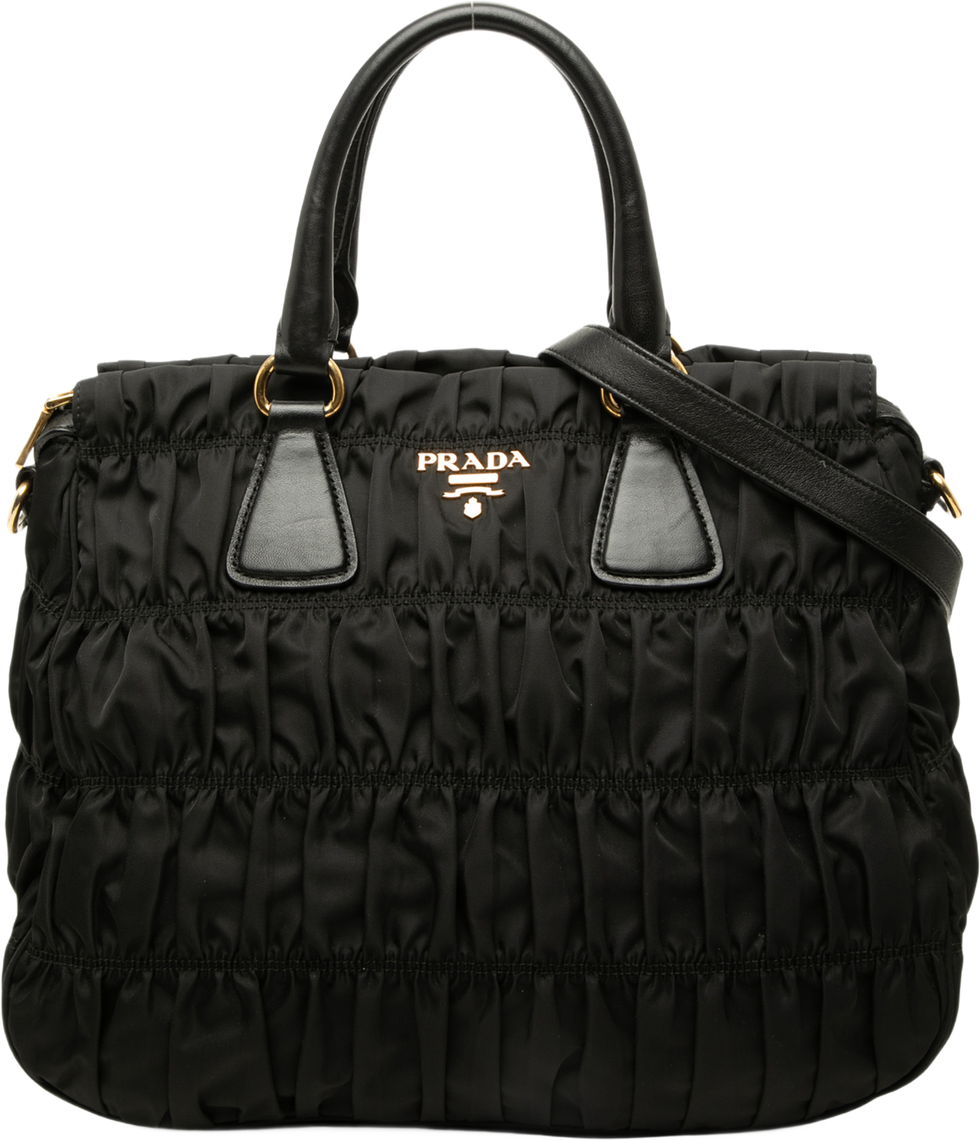 Prada Tessuto Gaufre Satchel, från Luxclusif, i färgen svart. Klicka för att öppna bilden i stort format