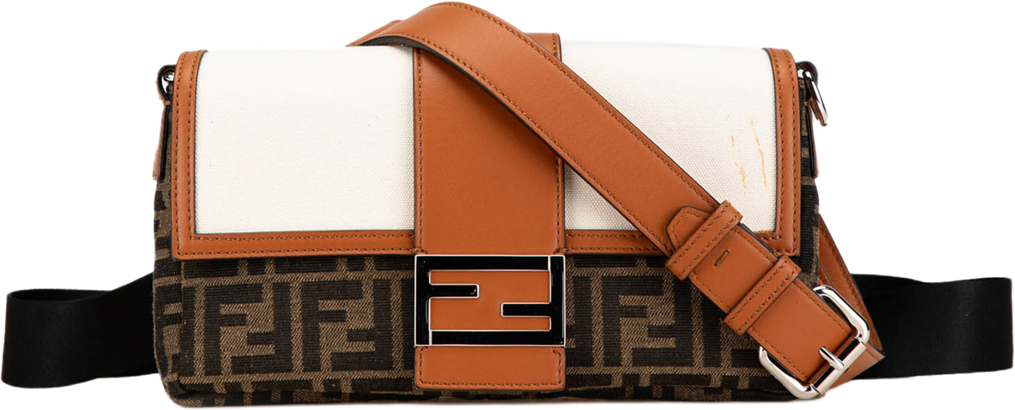 Fendi Zucca Canvas And Leather Convertible Baguette, från Luxclusif, i färgen brown. Klicka för att öppna bilden i stort format