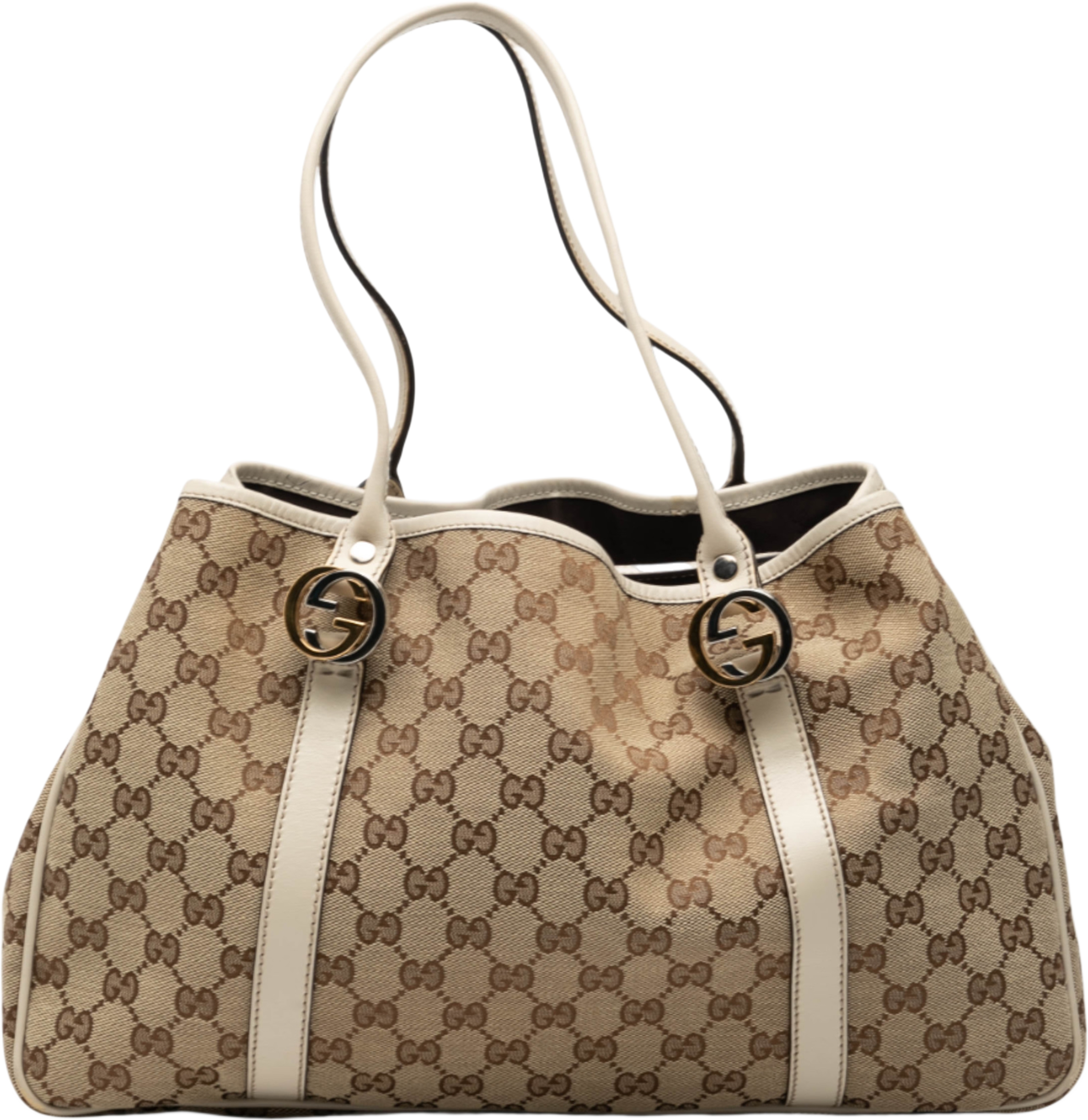 Gucci Gg Canvas Twins Tote, från Luxclusif, i färgen beige. Klicka för att öppna bilden i stort format