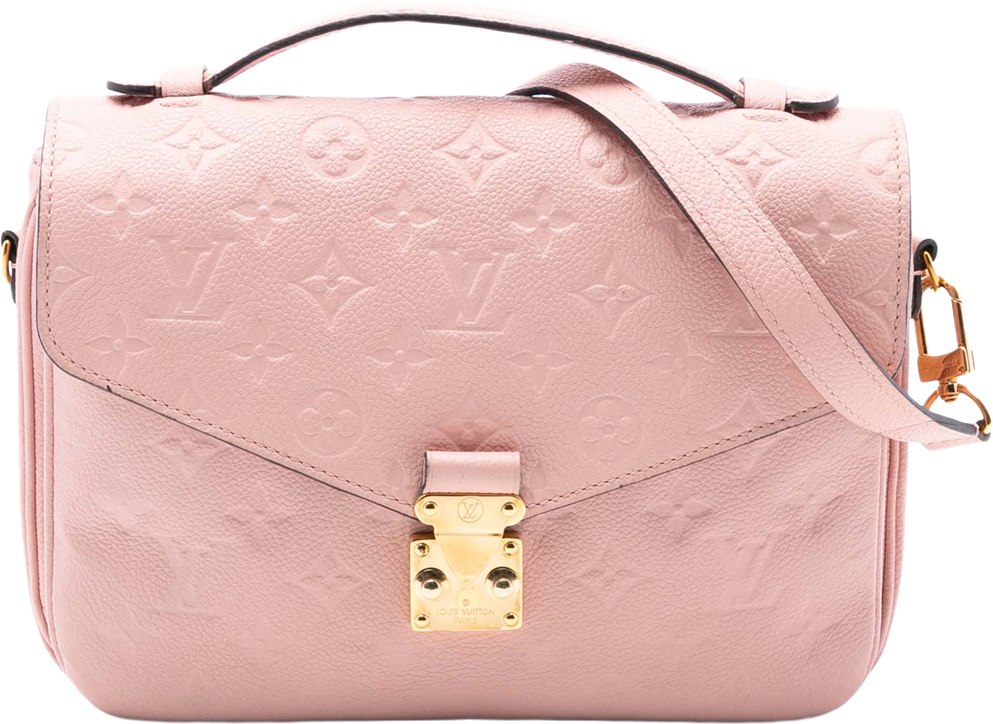 Louis Vuitton Monogram Empreinte Pochette Metis, från Luxclusif, i färgen pink. Klicka för att öppna bilden i stort format