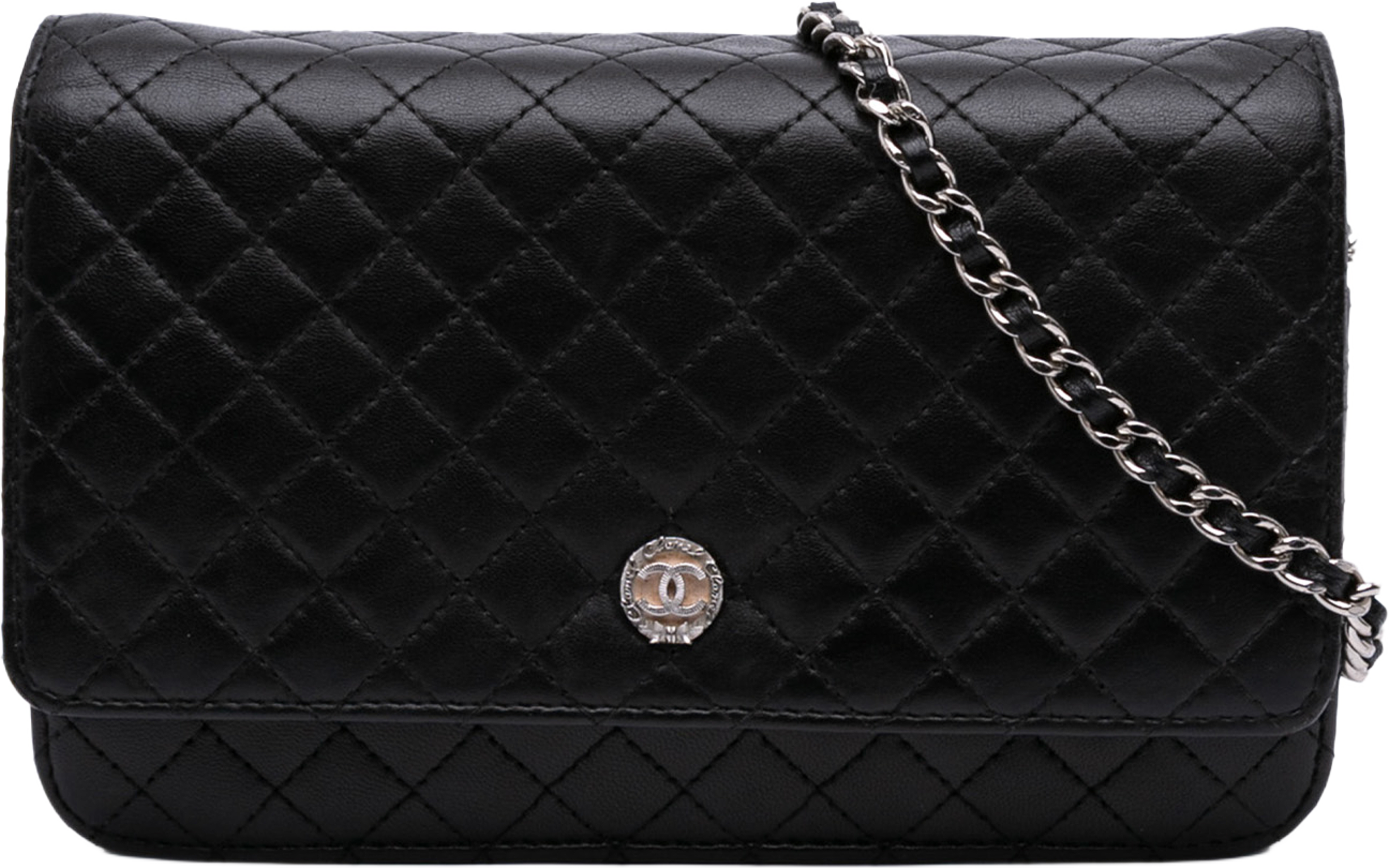 Chanel Cc Quilted Lambskin Wallet On Chain, från Luxclusif, i färgen black. Klicka för att öppna bilden i stort format