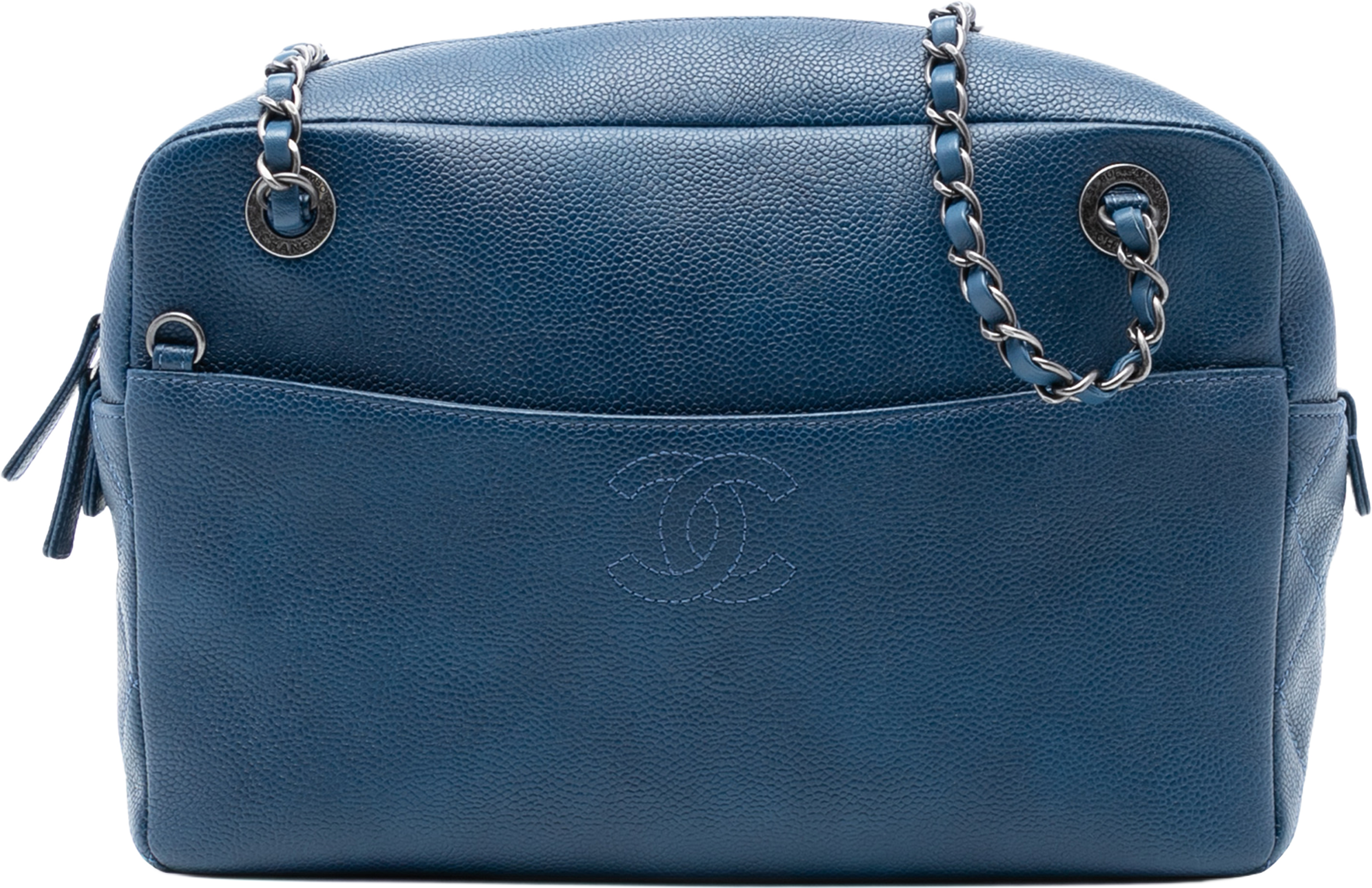Chanel Cc Caviar Camera Bag, från Luxclusif, i färgen blue. Klicka för att öppna bilden i stort format