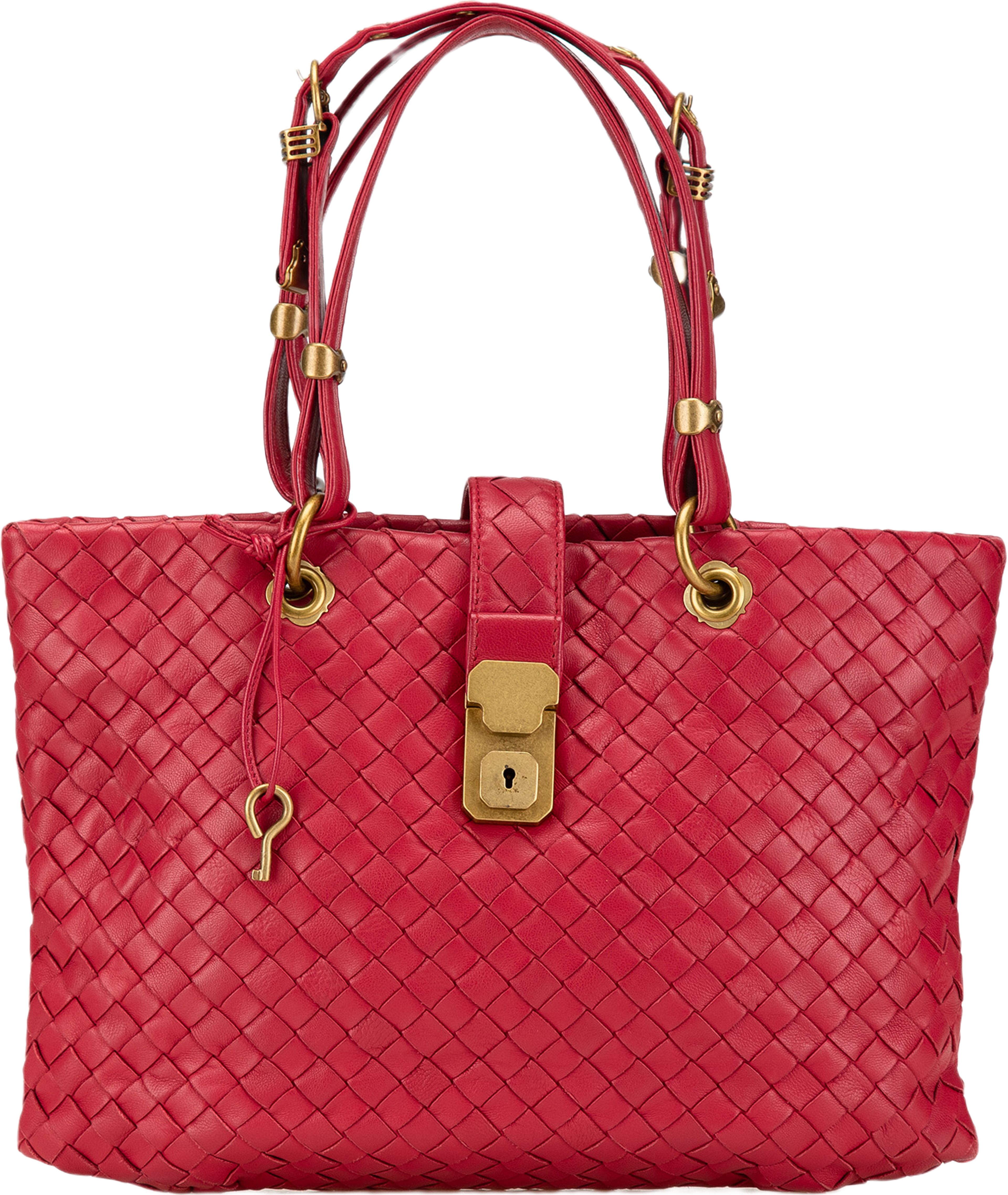 Bottega Veneta Small Nappa Intrecciato Capri, från Luxclusif, i färgen red. Klicka för att öppna bilden i stort format