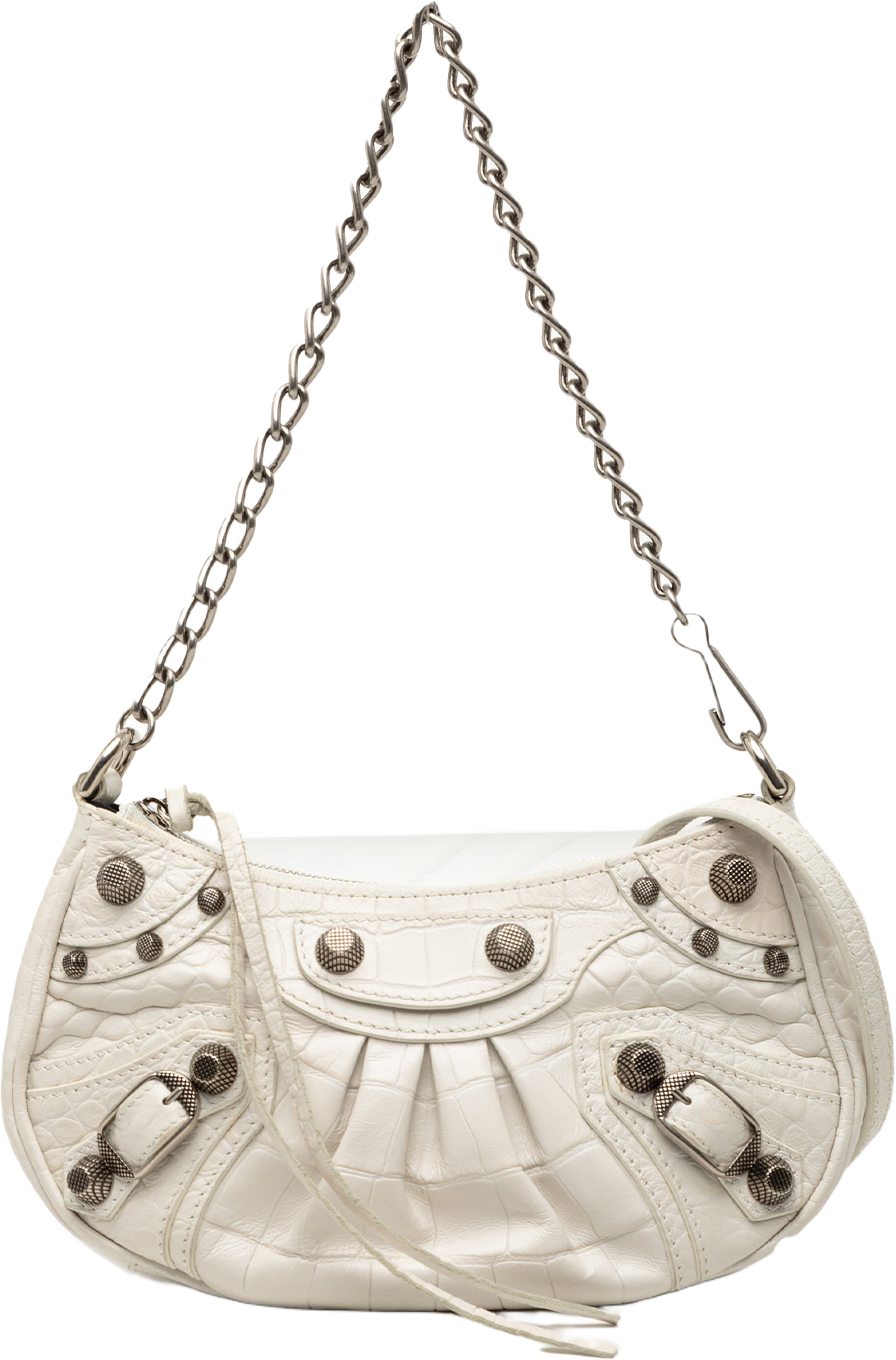 Balenciaga Mini Embossed Leather Motocross Le Cagole, från Luxclusif, i färgen white. Klicka för att öppna bilden i stort format