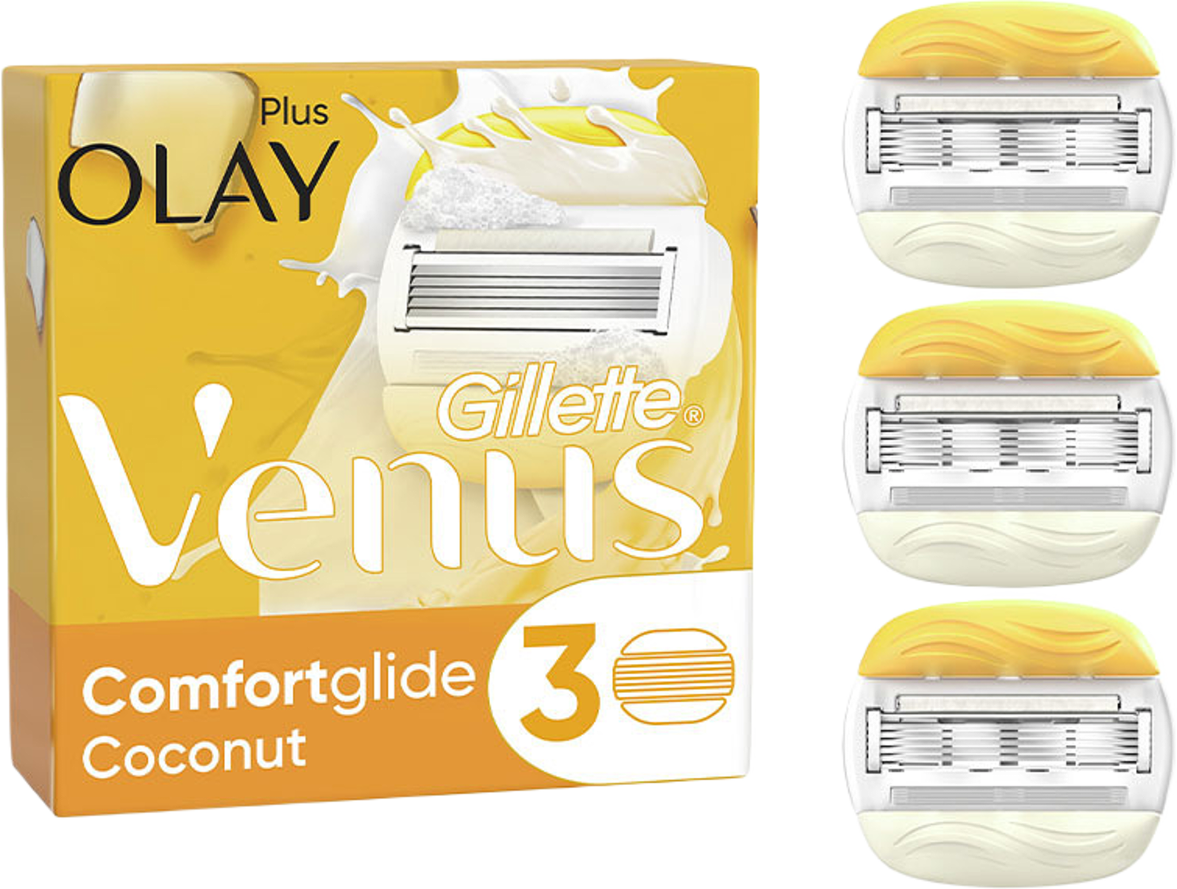 Comfortglide Coconut Plus Olay Rakblad, 3st