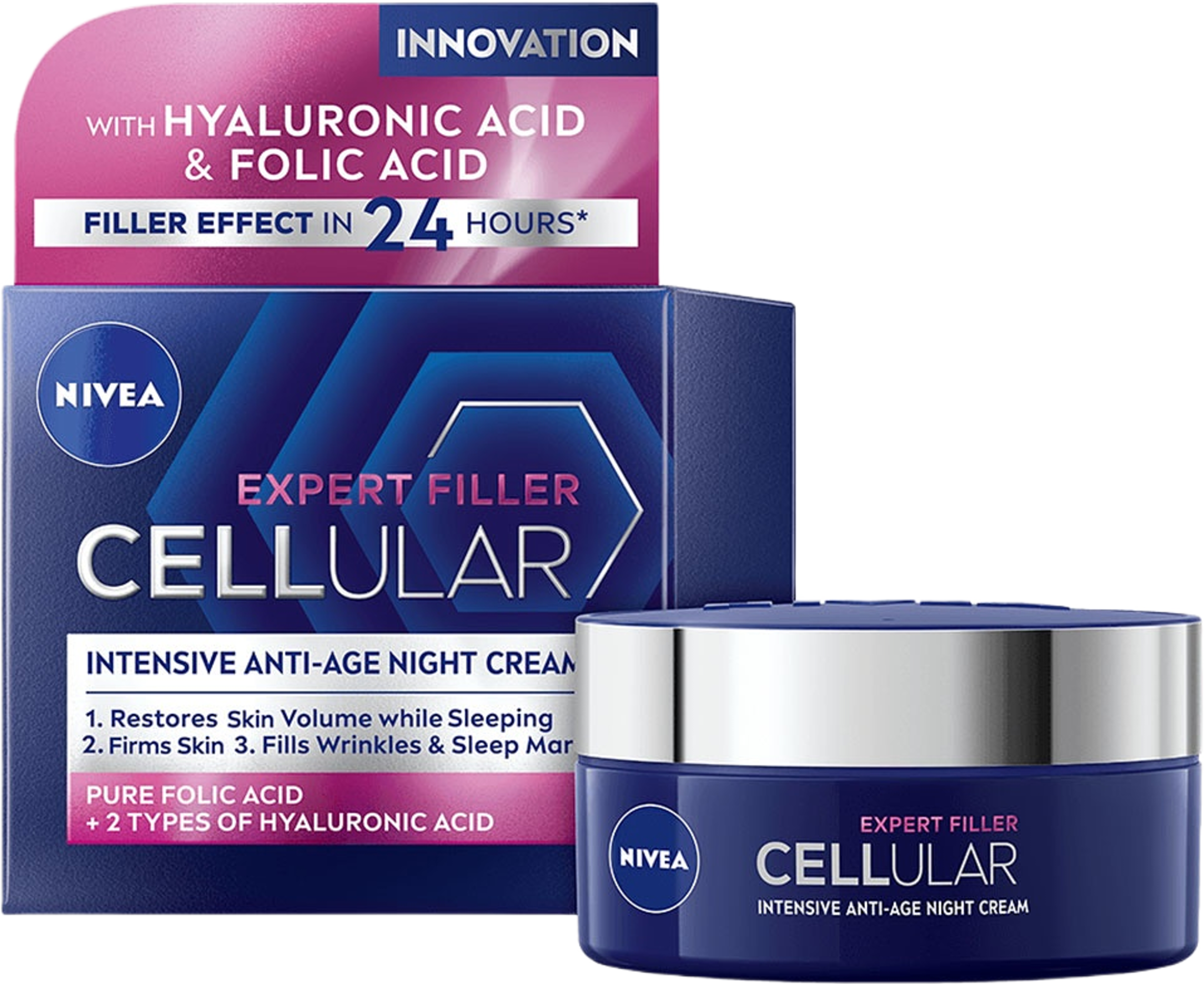 Nattkräm Hyaluron Cellular Filler Firming Night Cream 50 ml NIVEA