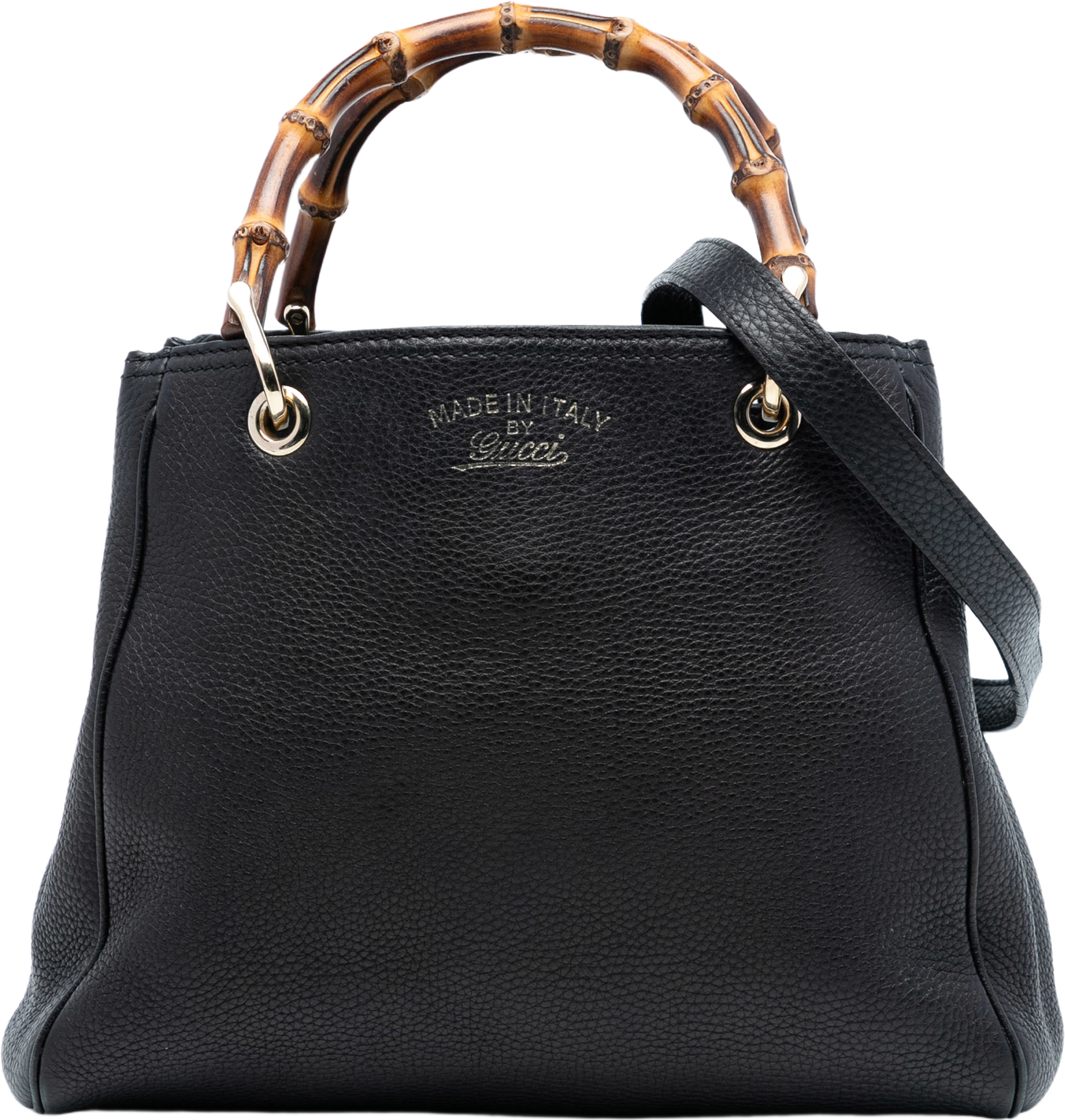 Gucci Small Calfskin Bamboo Shopper Satchel, från Luxclusif, i färgen black. Klicka för att öppna bilden i stort format