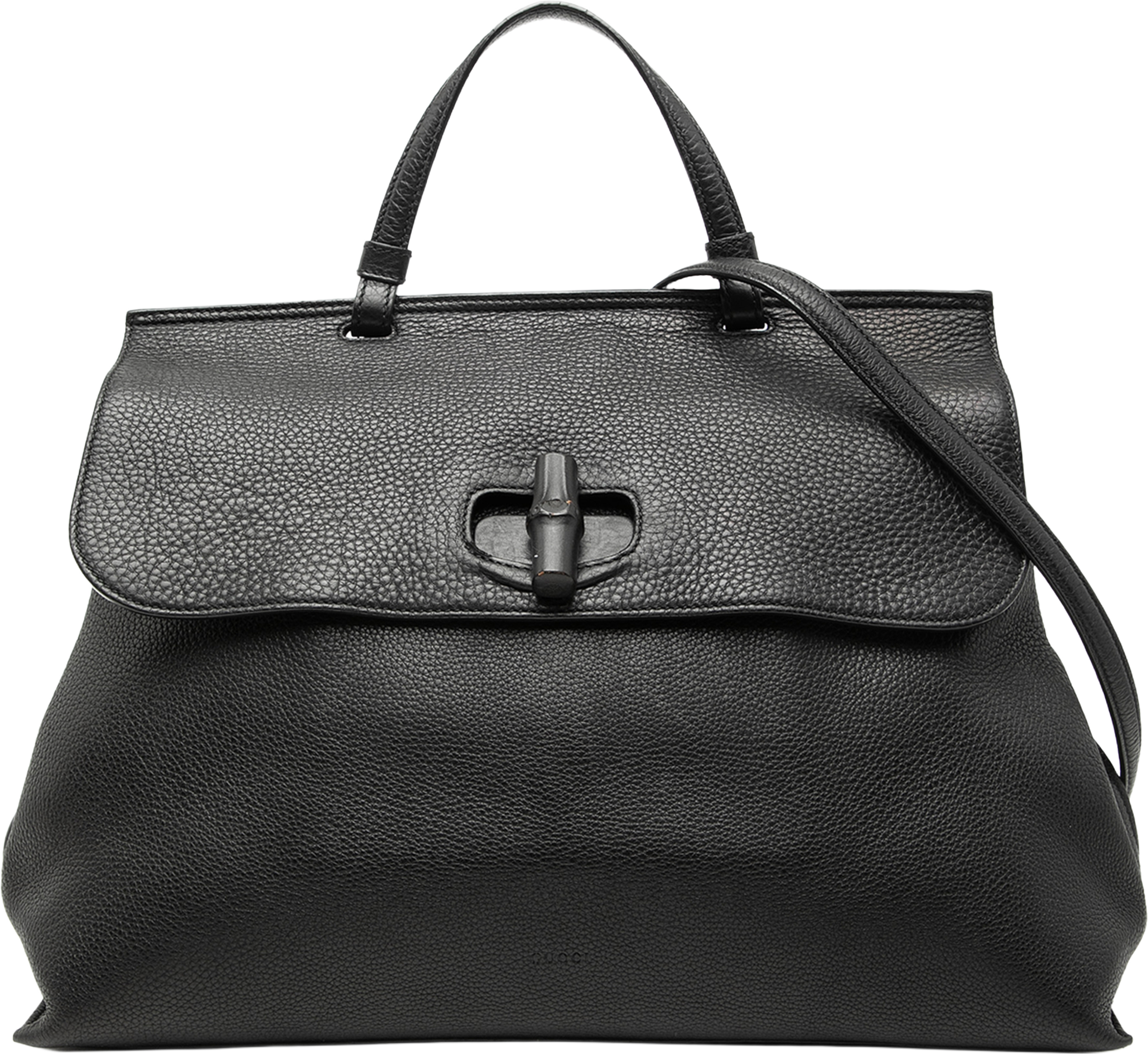 Gucci Large Leather Bamboo Daily Satchel, från Luxclusif, i färgen black. Klicka för att öppna bilden i stort format