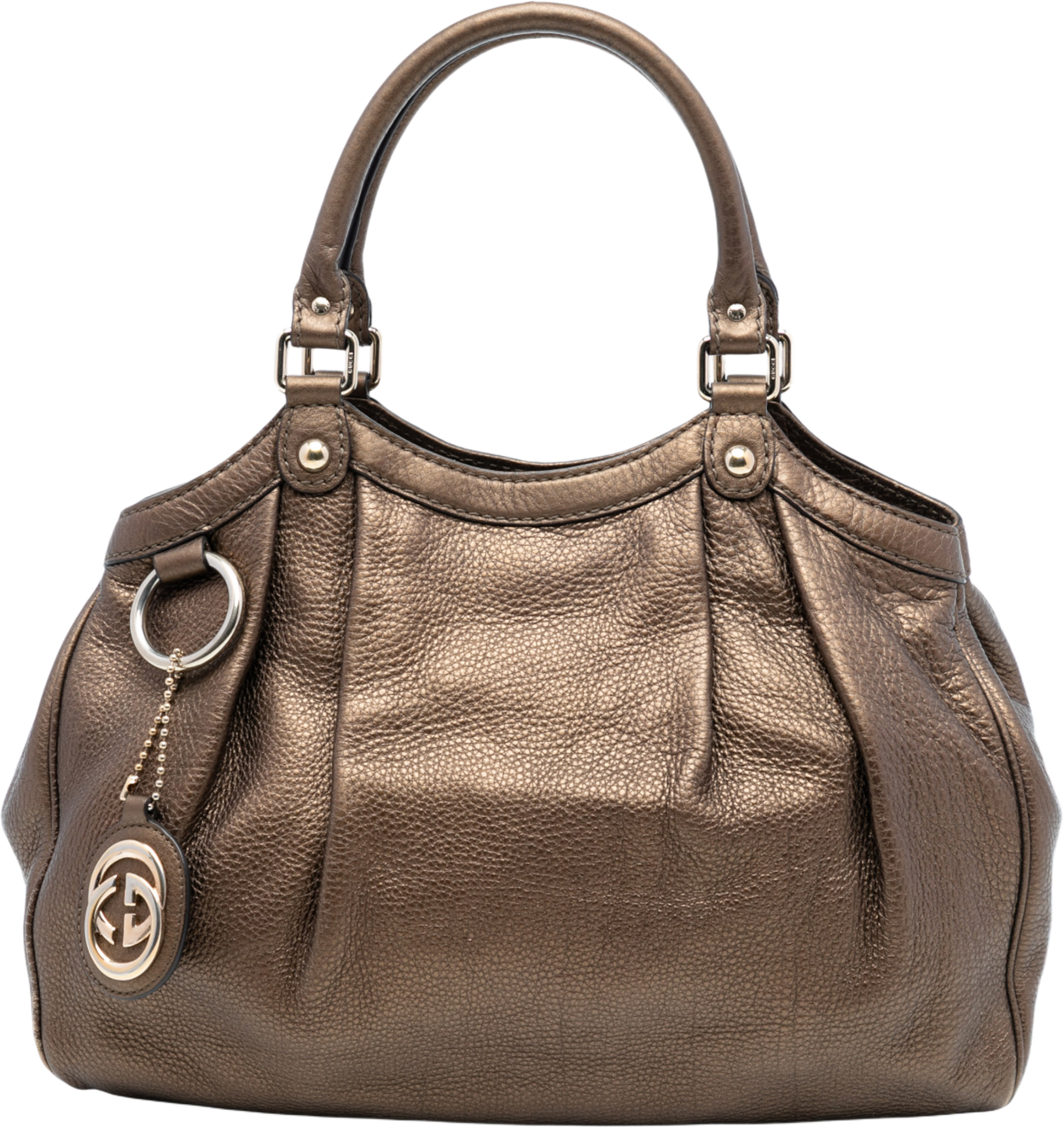 Gucci Medium Metallic Calfskin Sukey Tote, från Luxclusif, i färgen bronze. Klicka för att öppna bilden i stort format