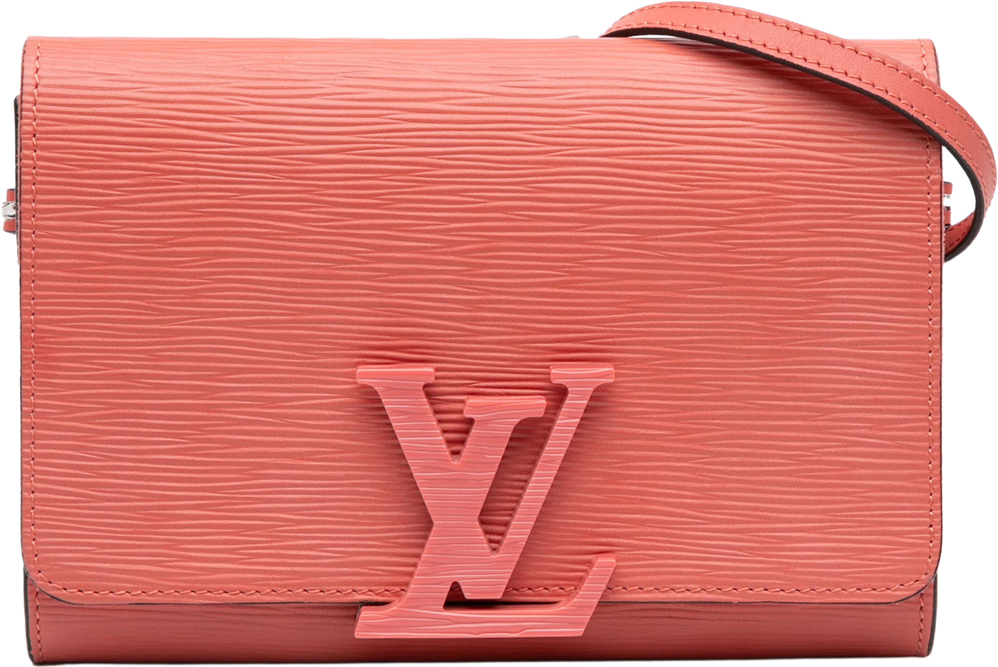 Louis Vuitton Epi Louise Pm, från Luxclusif, i färgen salmon. Klicka för att öppna bilden i stort format