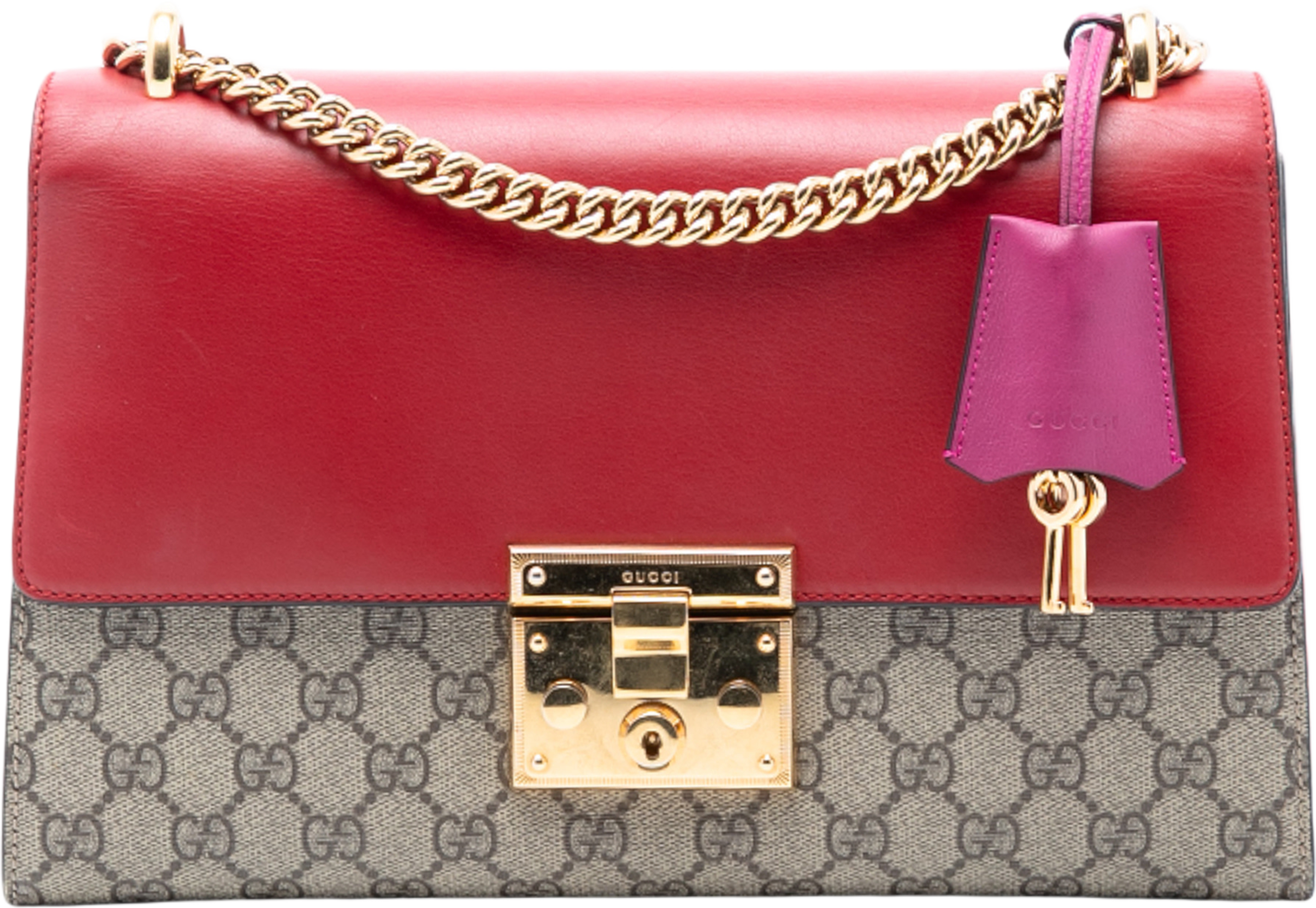 Gucci Medium Gg Supreme Padlock Shoulder Bag, från Luxclusif, i färgen beige. Klicka för att öppna bilden i stort format