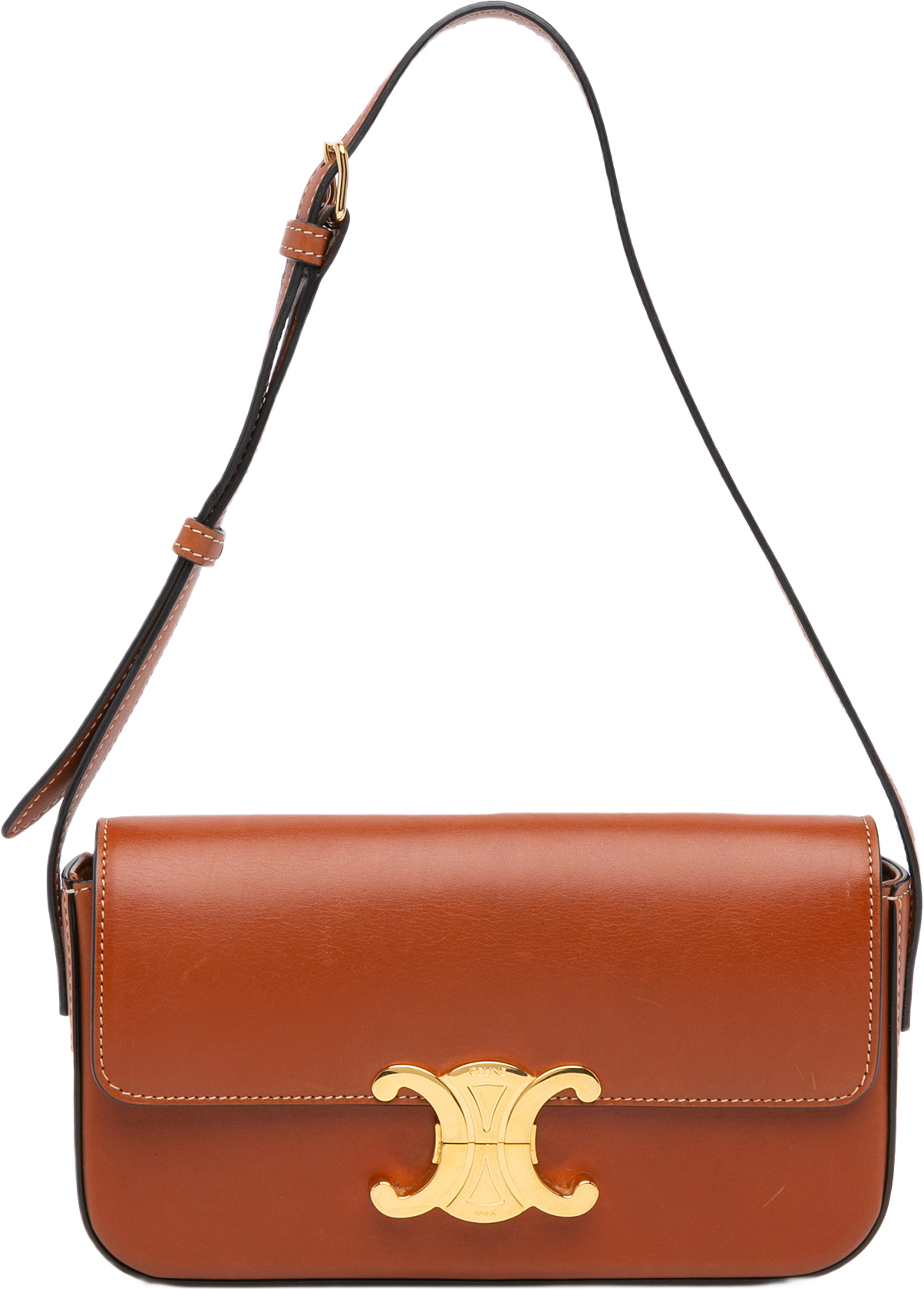 Celine Leather Triomphe Claude Shoulder Bag