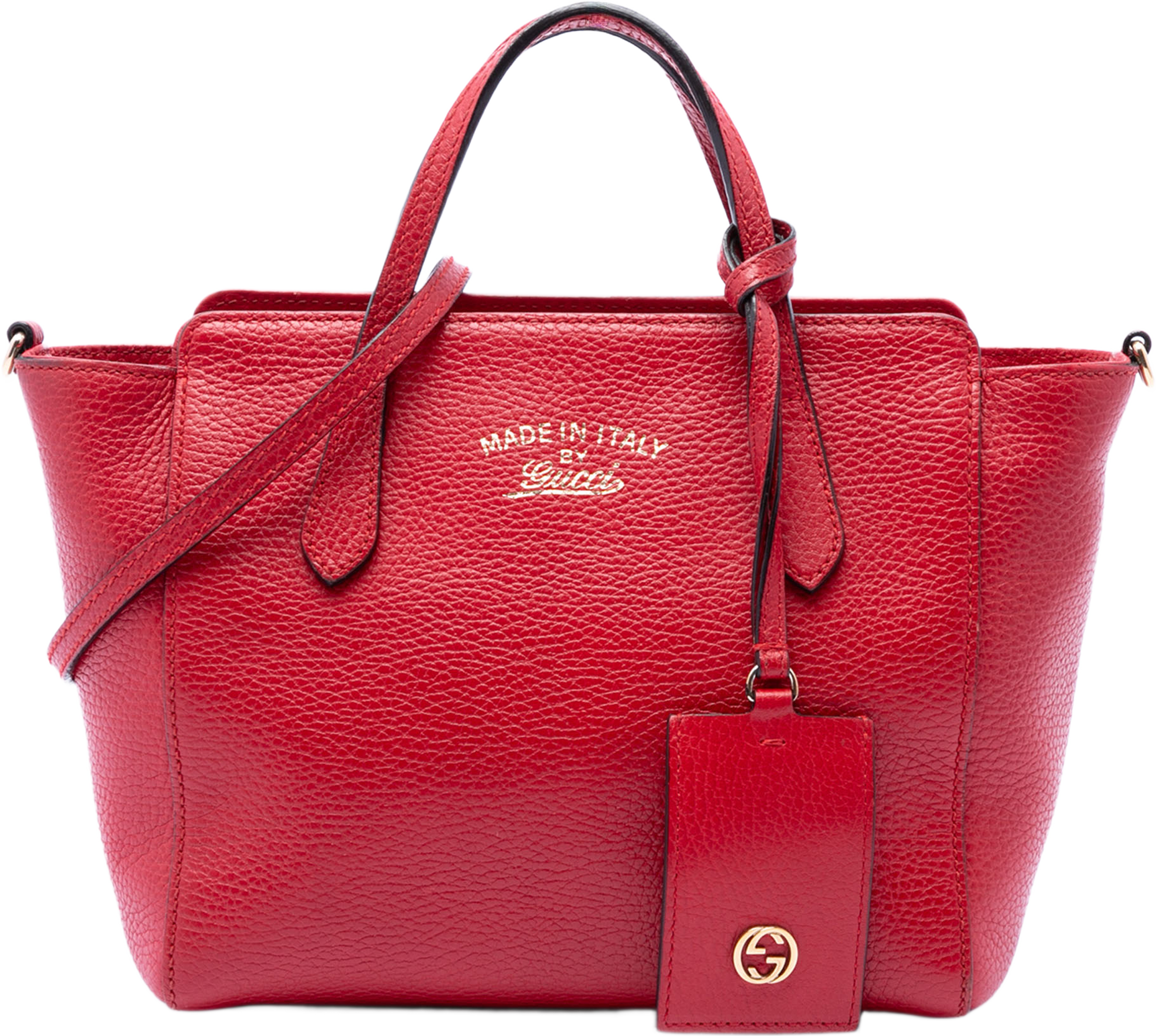 Gucci Mini Calfskin Swing Satchel, från Luxclusif, i färgen red. Klicka för att öppna bilden i stort format
