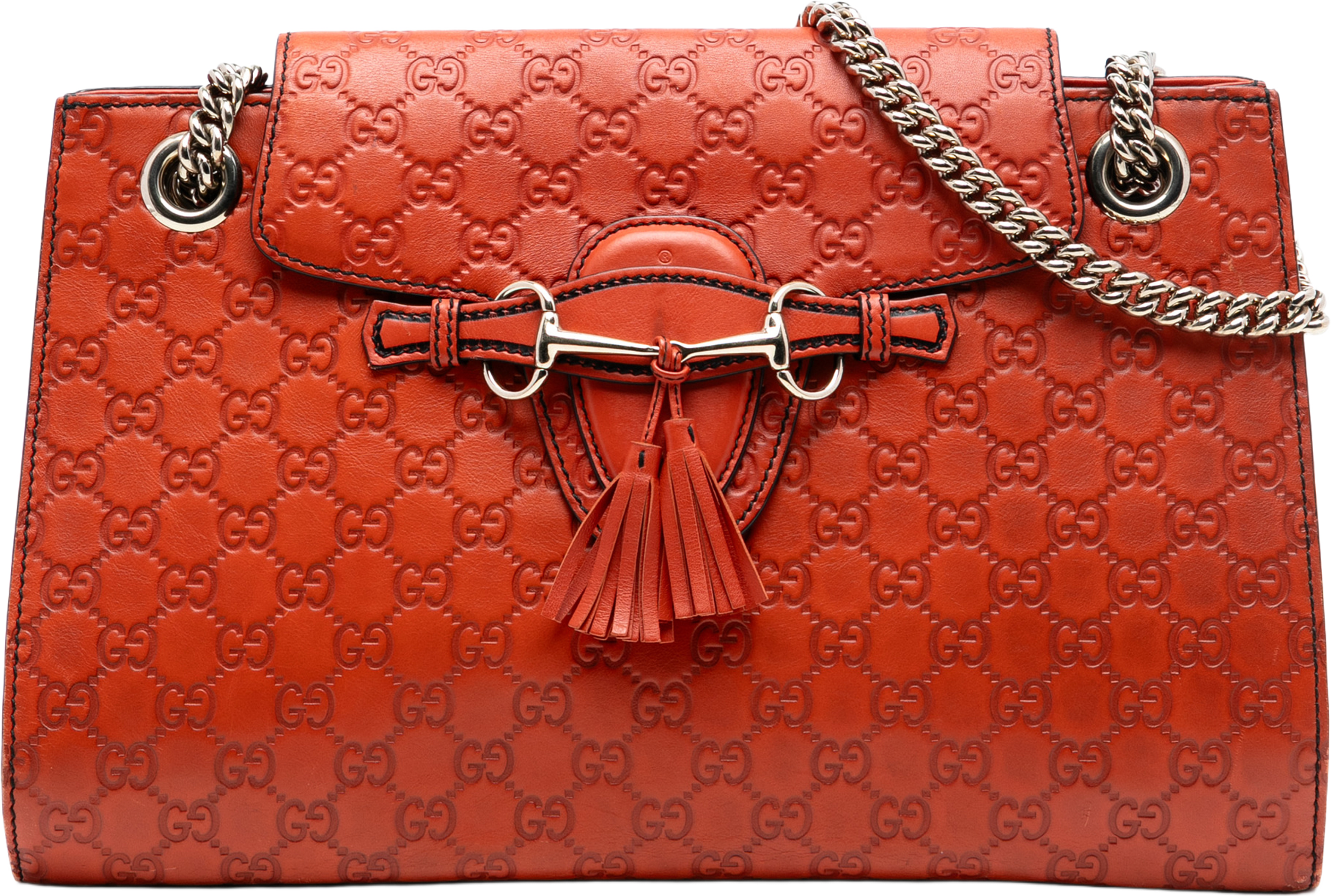 Gucci Large Guccissima Emily Shoulder Bag, från Luxclusif, i färgen dark orange. Klicka för att öppna bilden i stort format