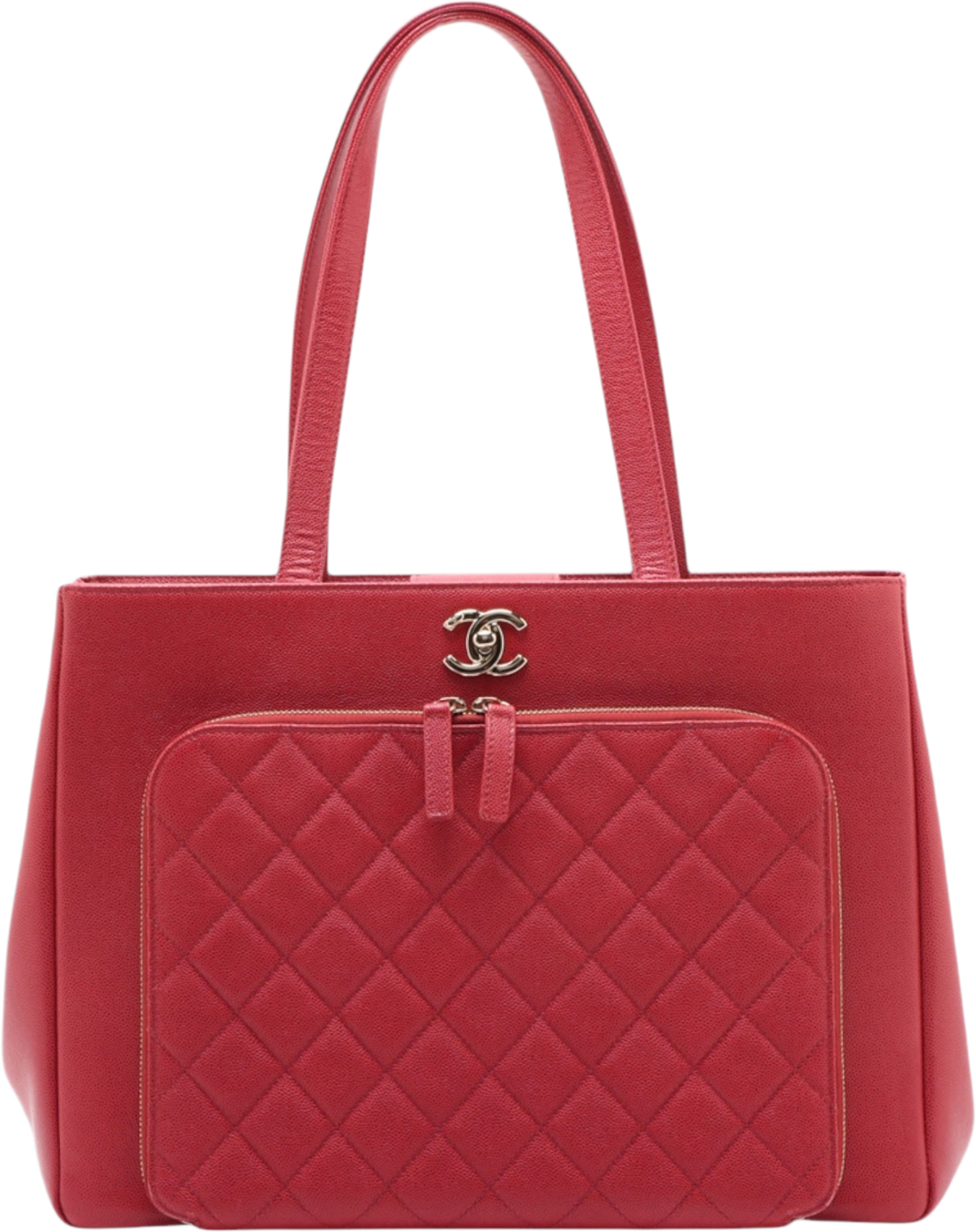Chanel Quilted Caviar Business Affinity Shopping Tote, från Luxclusif, i färgen red. Klicka för att öppna bilden i stort format