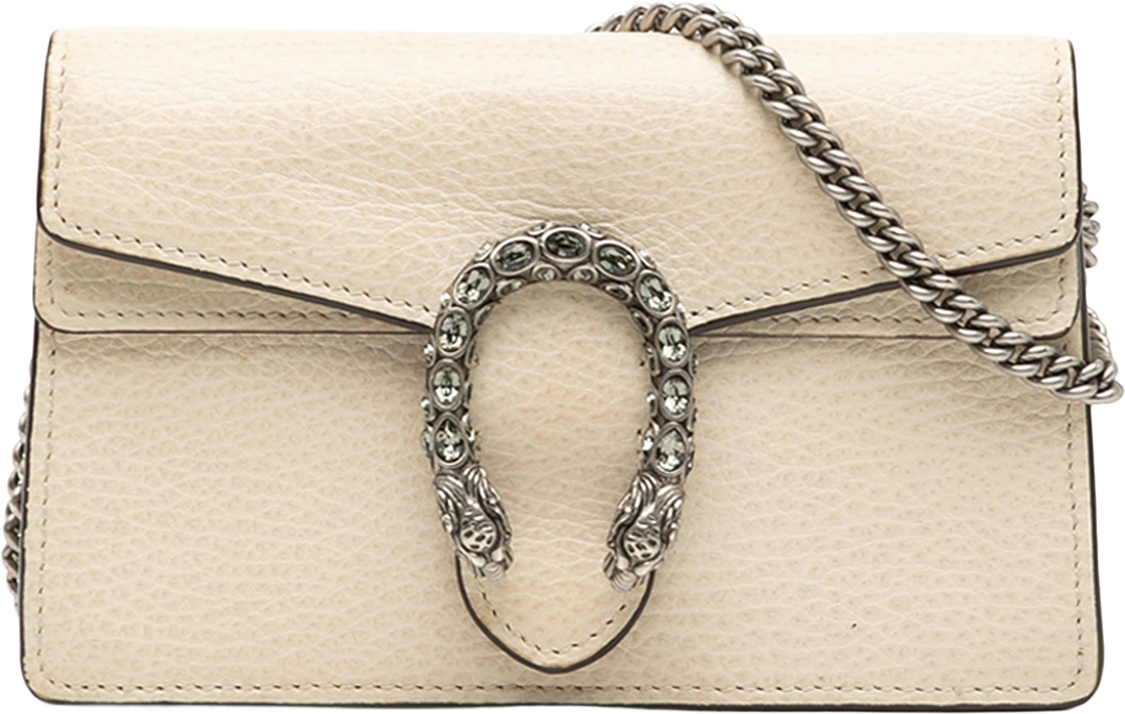 Gucci Mini Dionysus Leather Crossbody, från Luxclusif, i färgen ivory. Klicka för att öppna bilden i stort format