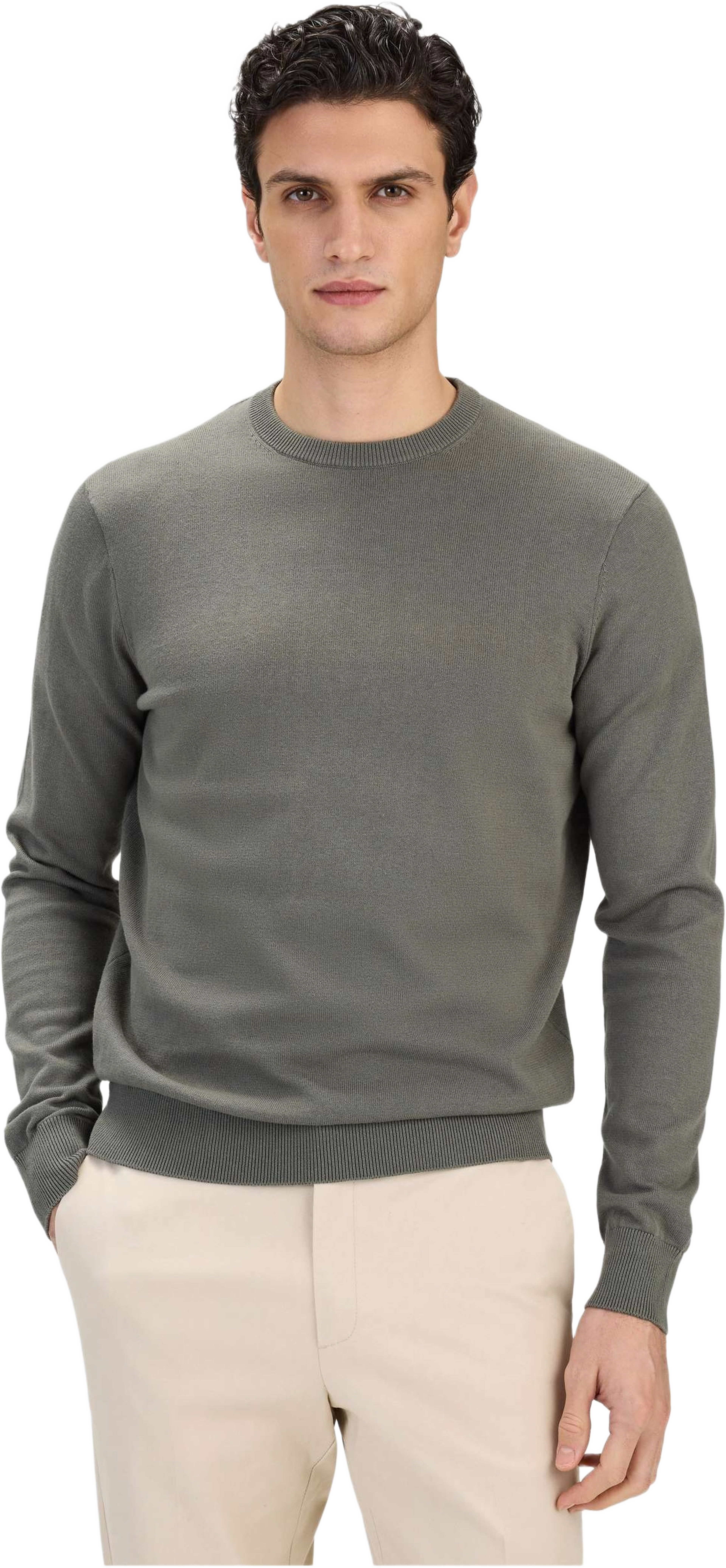Cotton Crew Neck Sweater (sean), från John Henric, i färgen green. Klicka för att öppna bilden i stort format