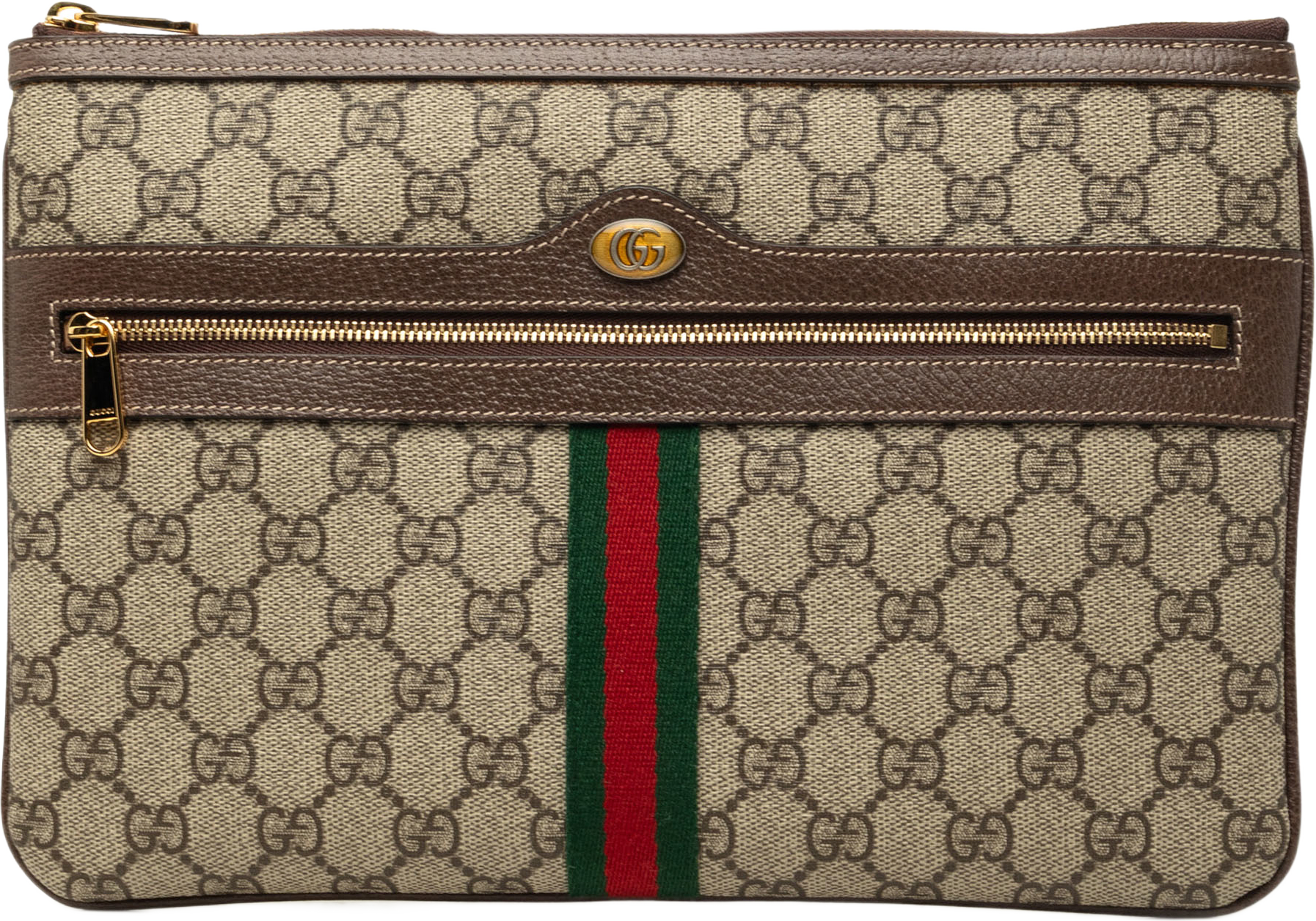 Gucci Gg Supreme Web Ophidia Clutch, från Luxclusif, i färgen beige. Klicka för att öppna bilden i stort format