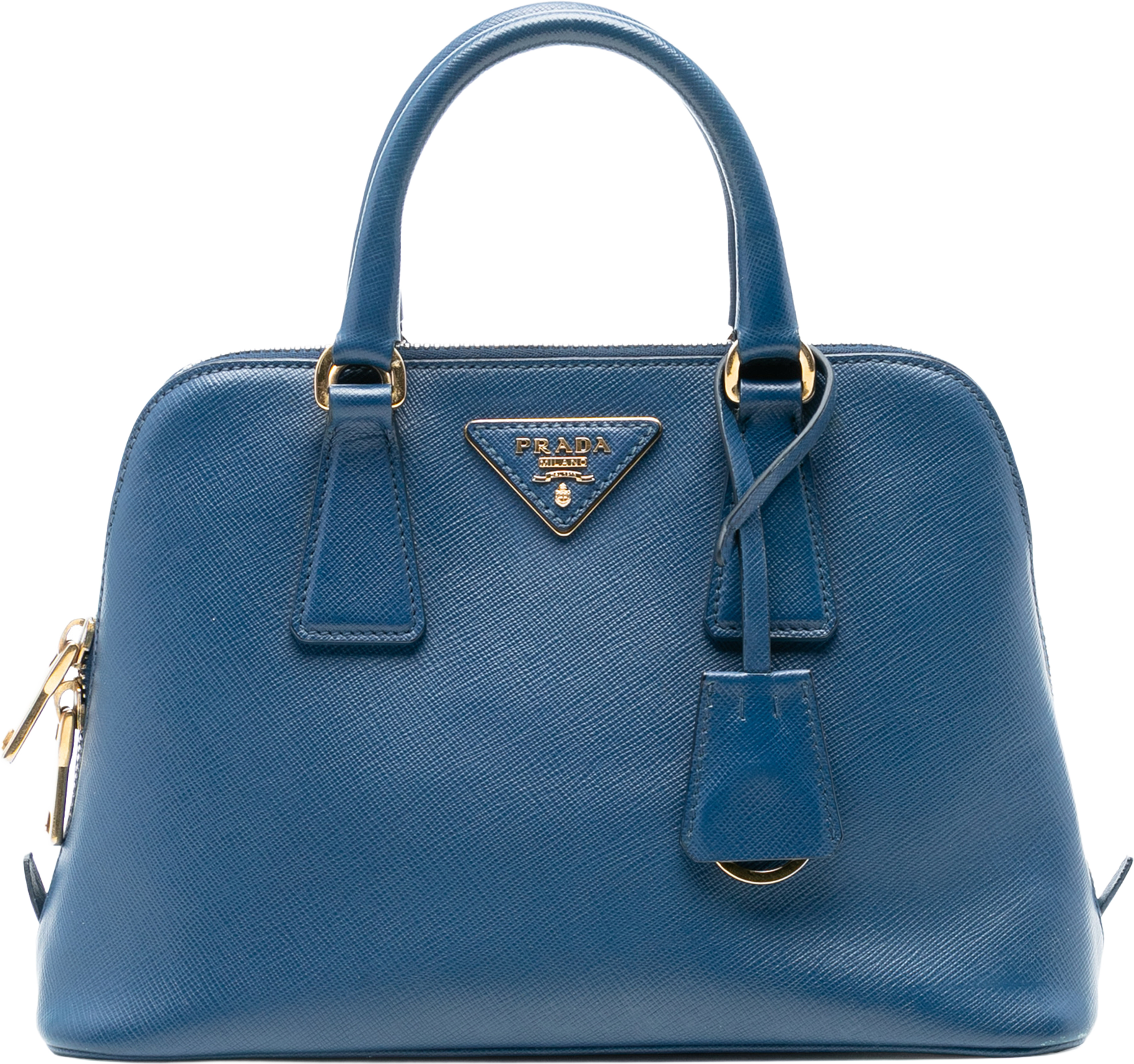 Prada Small Saffiano Lux Promenade Satchel, från Luxclusif, i färgen blue. Klicka för att öppna bilden i stort format
