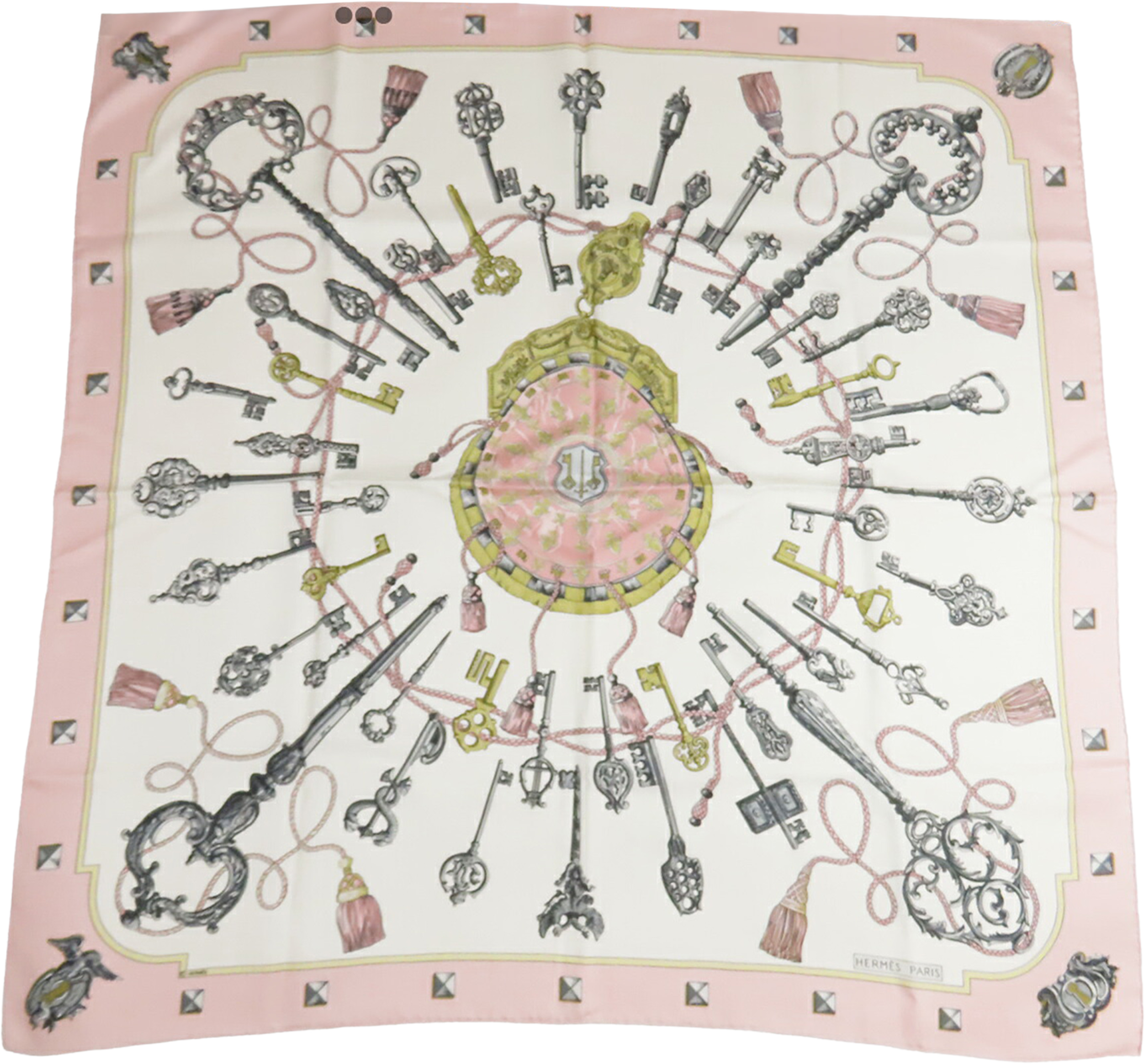 Hermès Les Cles Silk Scarf 90, från Luxclusif, i färgen light pink. Klicka för att öppna bilden i stort format