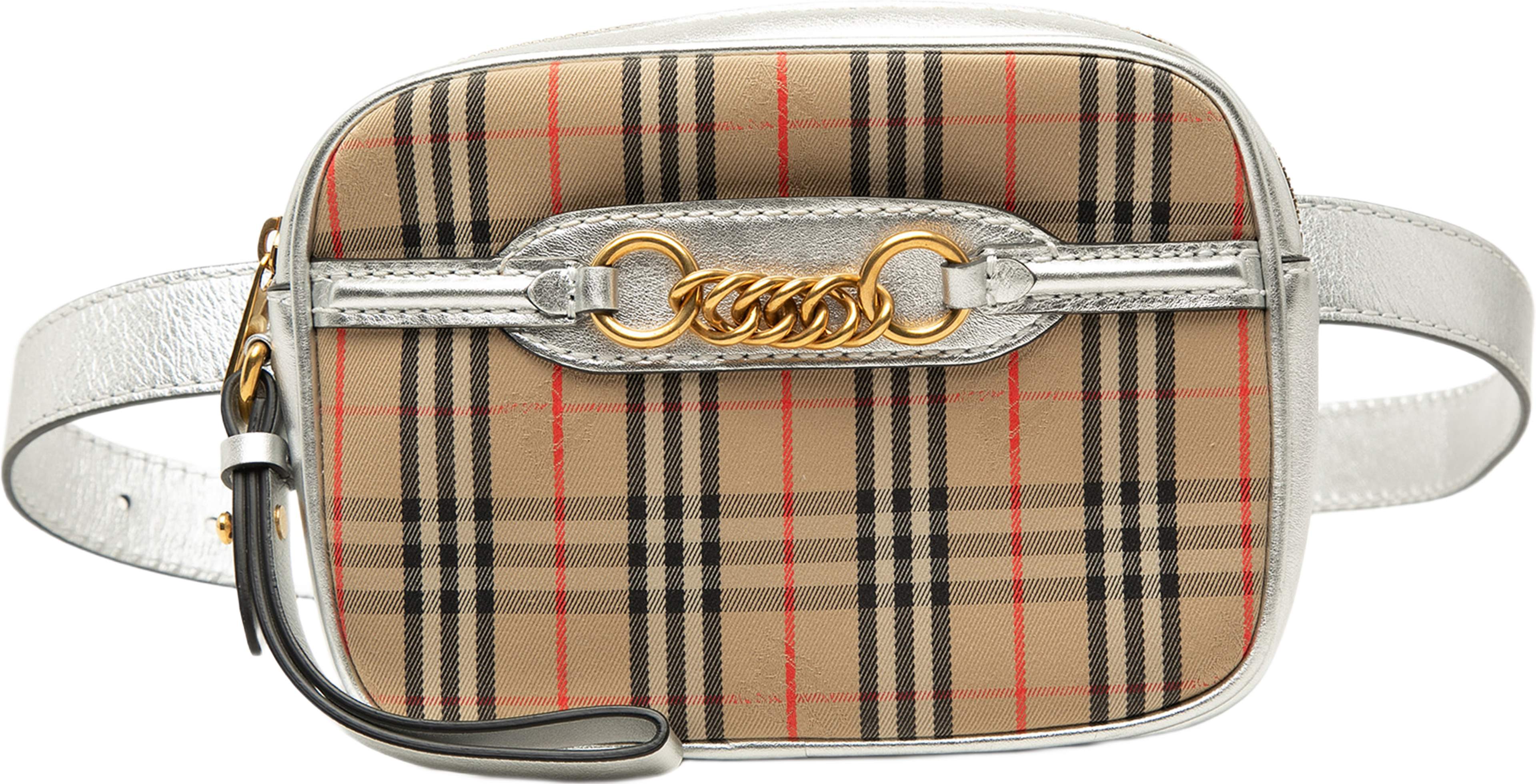 Burberry Haymarket Check Canvas 1983 Link Belt Bag, från Luxclusif, i färgen beige. Klicka för att öppna bilden i stort format