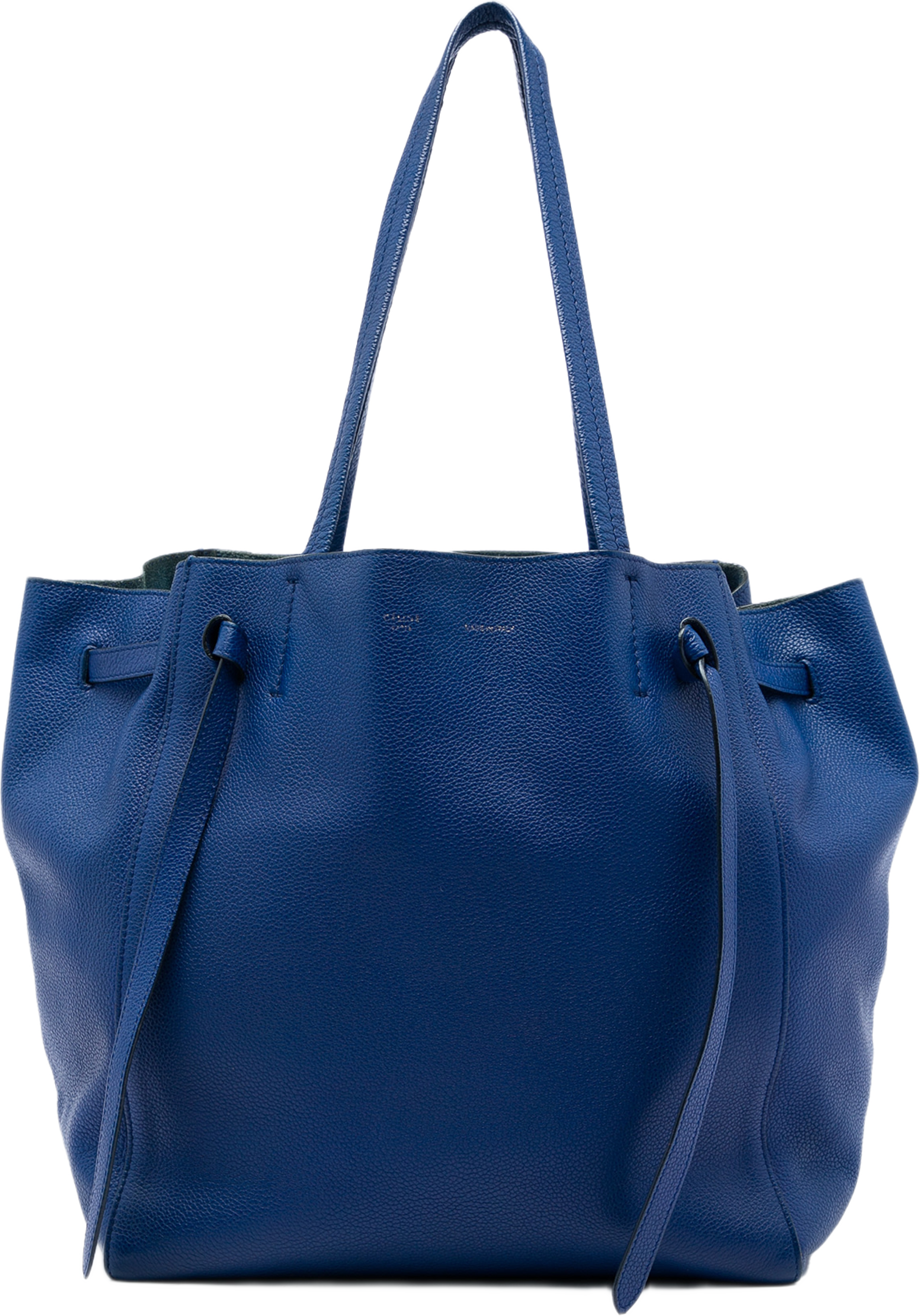 Celine Small Leather Phantom Cabas Tote, från Luxclusif, i färgen blå. Klicka för att öppna bilden i stort format