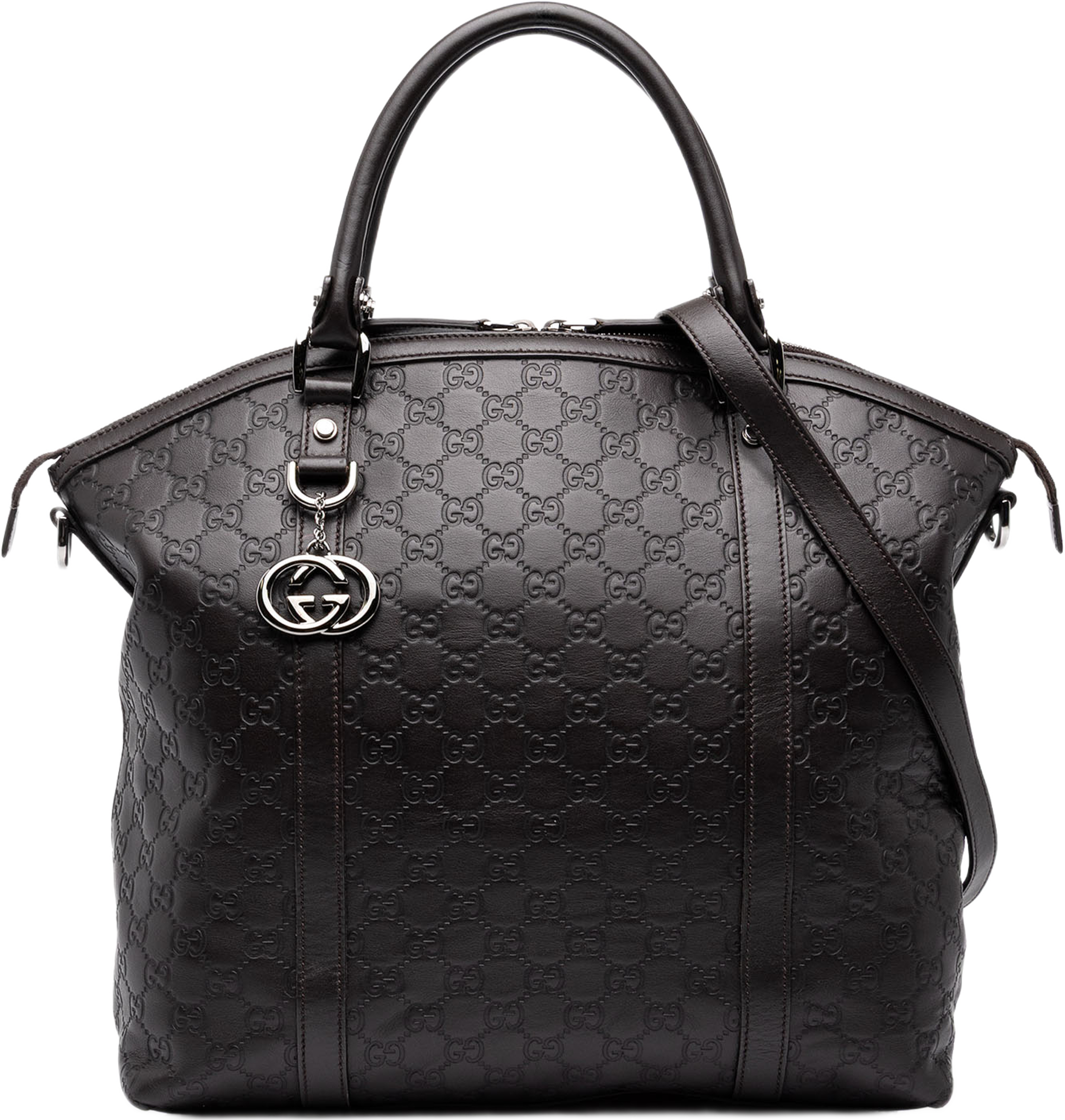 Gucci Large Microguccissima Gg Charm Dome Satchel, från Luxclusif, i färgen svart. Klicka för att öppna bilden i stort format