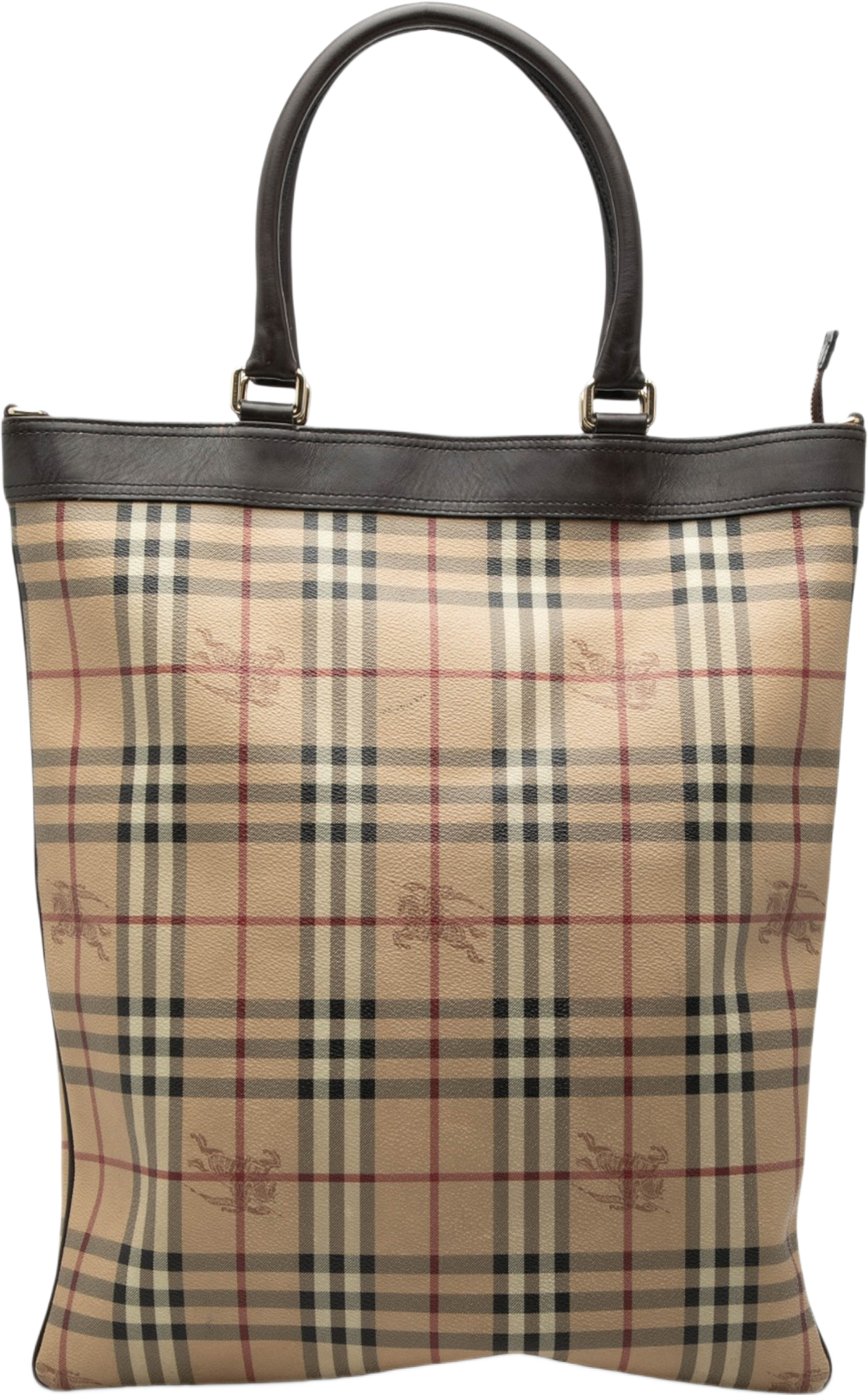Burberry Haymarket Check Coated Canvas Tote, från Luxclusif, i färgen beige. Klicka för att öppna bilden i stort format